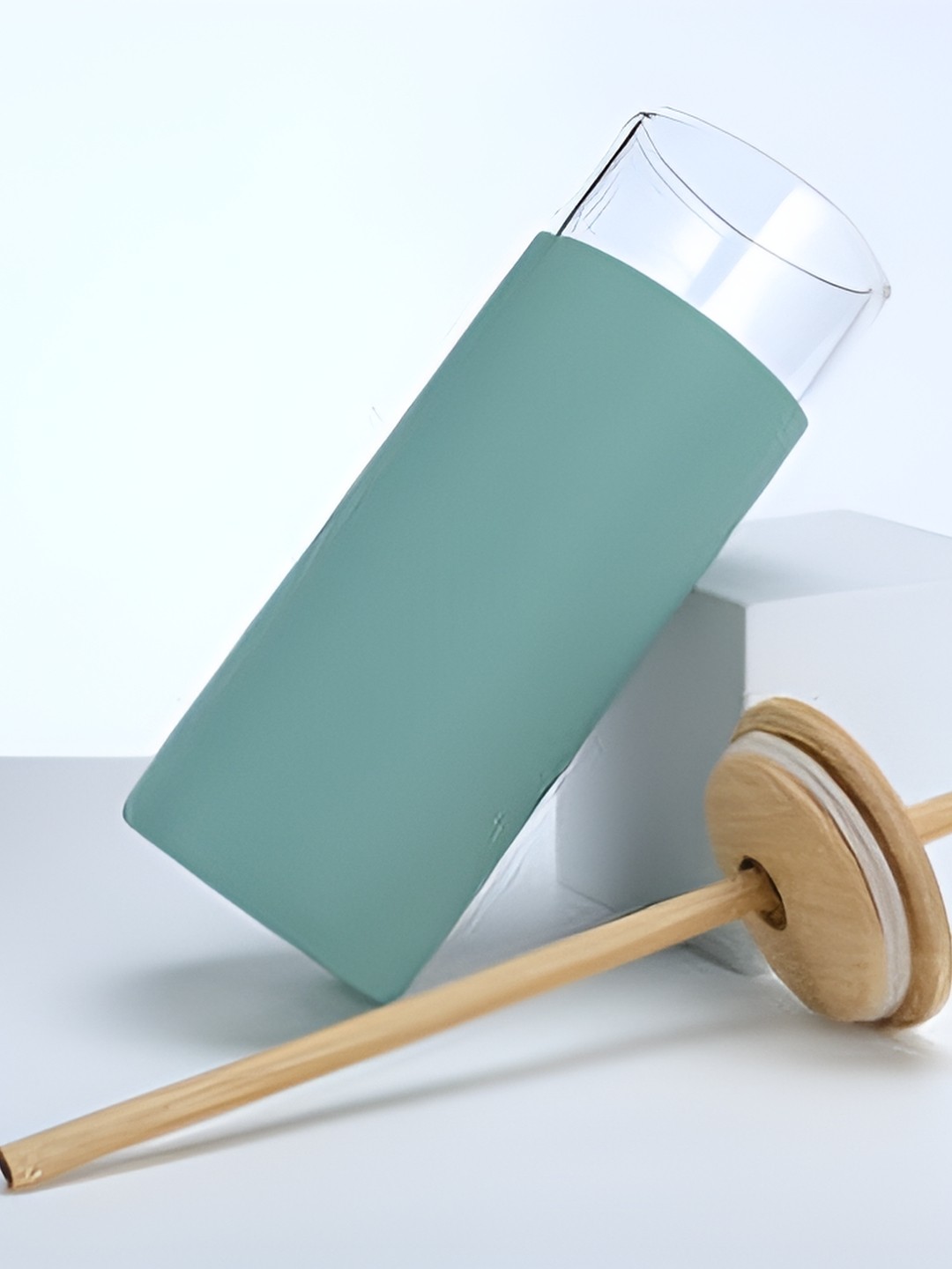 

WELOUR Green and Transparent Glass Water Bottle 450 ml