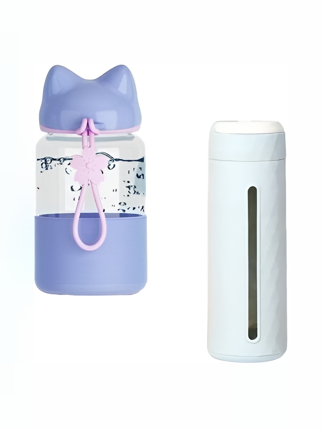 

WELOUR Purple & White 2 Pieces Glass Water Bottles 340 ml Each