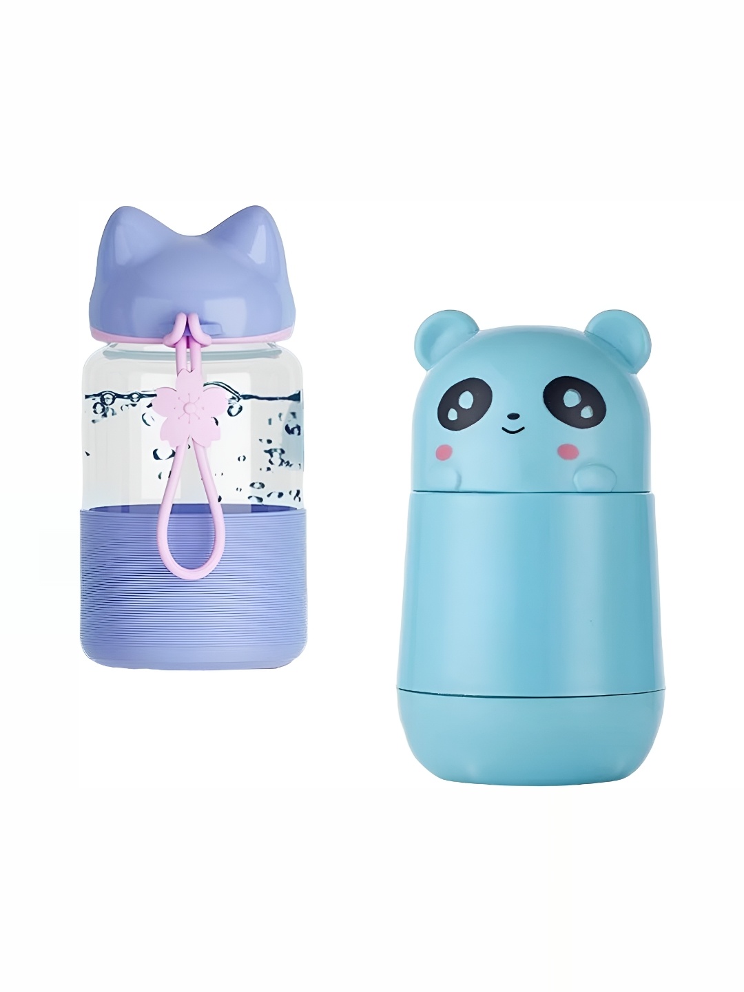 

WELOUR White & Blue 2 Pieces Glass Water Bottle 340ml each