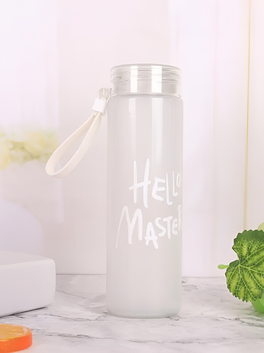 

WELOUR White Typography Printed Glass Water Bottle 500 ml