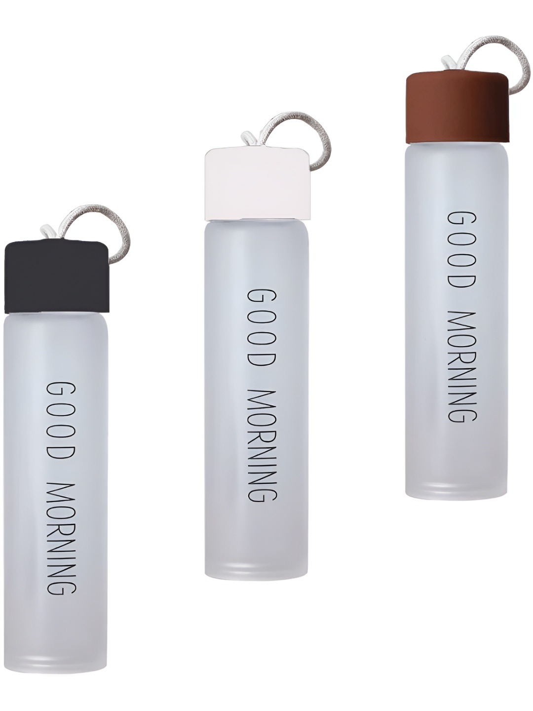 

WELOUR Brown & White 3Pcs Printed Glass Water Bottles 500 ml Each