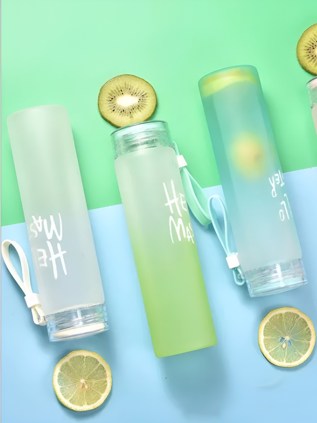 

WELOUR White & Pink 4 Pieces Typography Printed Glass Water Bottle 500 ml