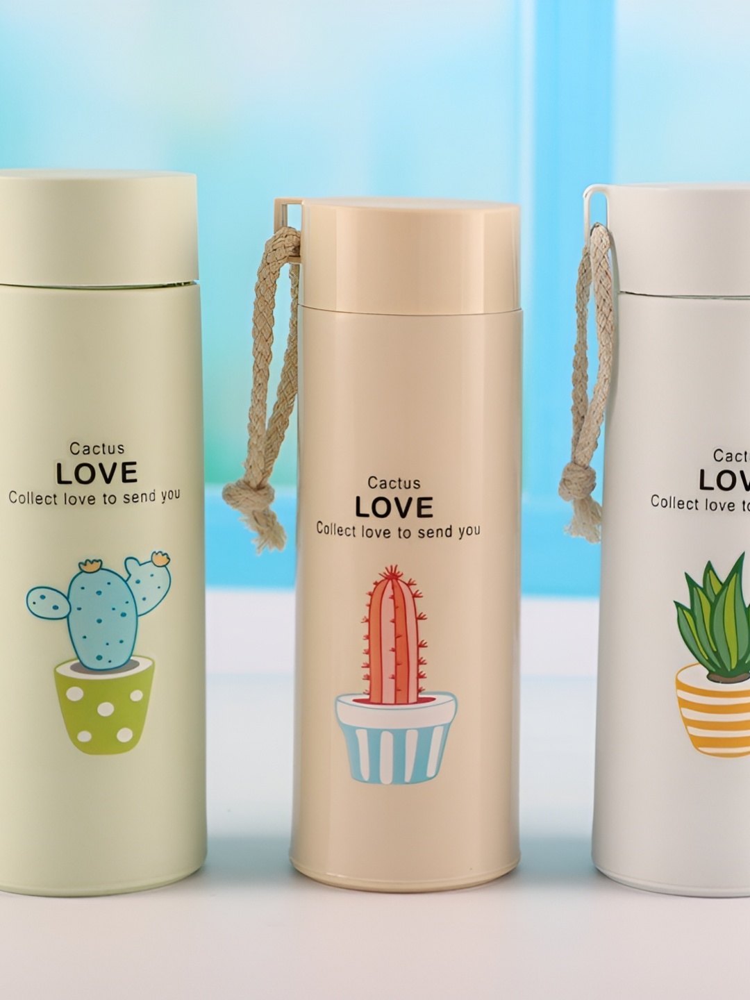 

WELOUR Green & Brown 3 Pieces Glass Water Bottles 500 ml Each