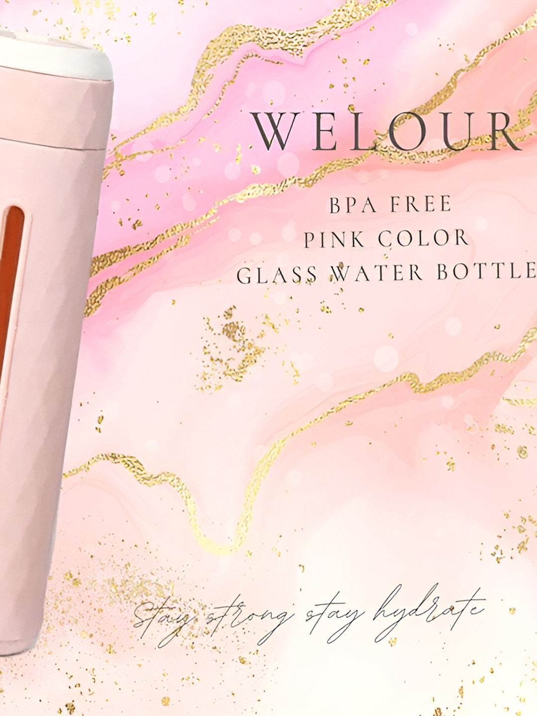 

WELOUR Pink Glass Water Bottle 420 ml