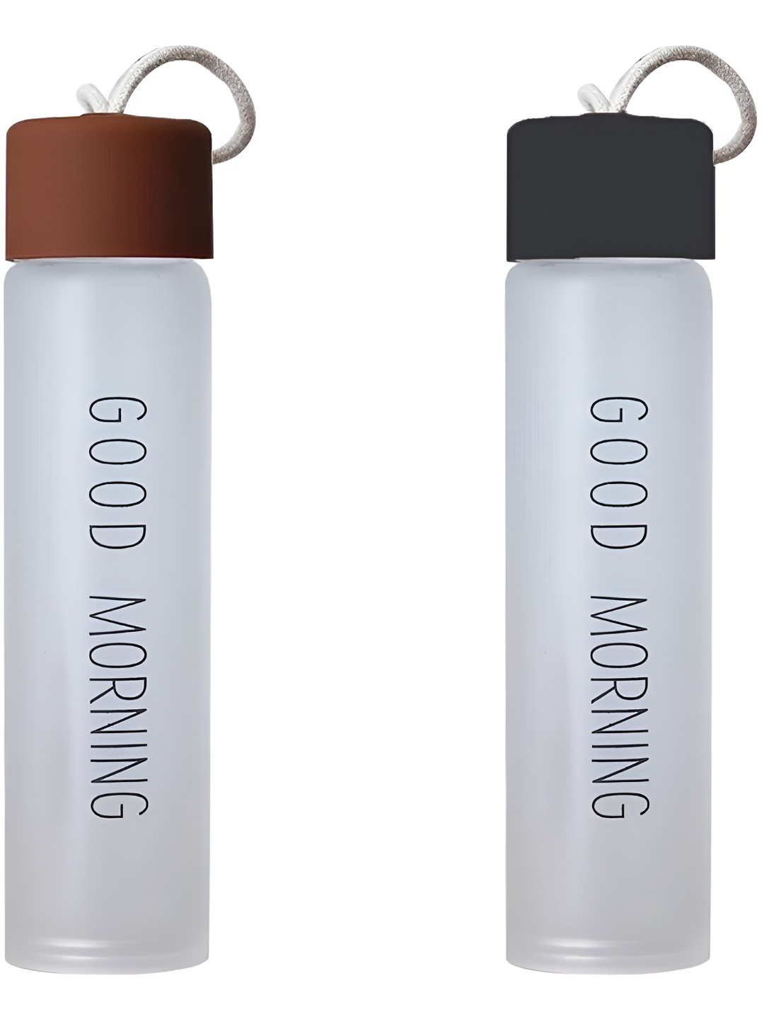 

WELOUR Brown & Transparent 2 Pieces Typography Printed Glass Water Bottle 500 ml
