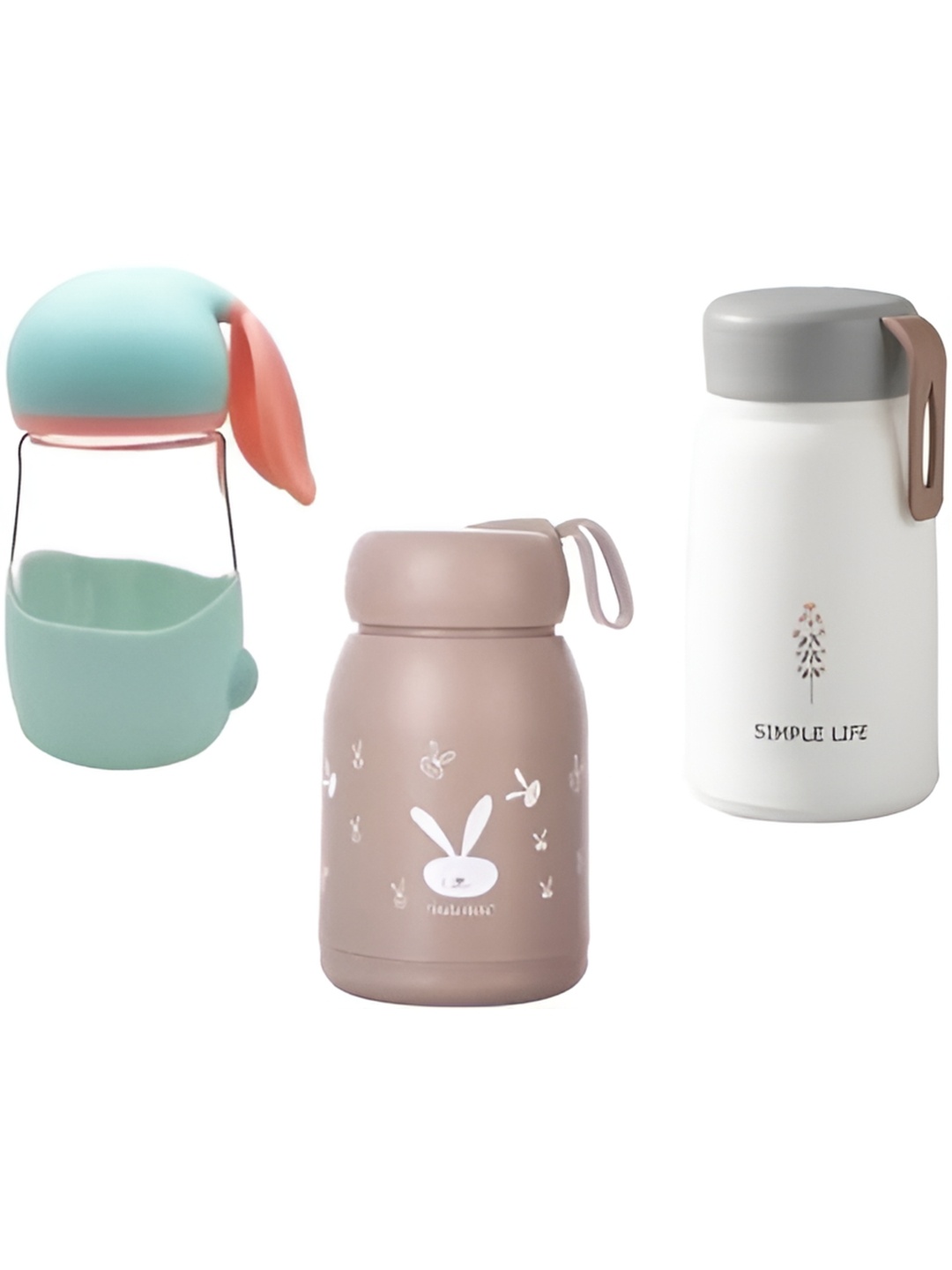 

WELOUR Blue & Brown 3 Pieces Glass Water Bottle 340 ml