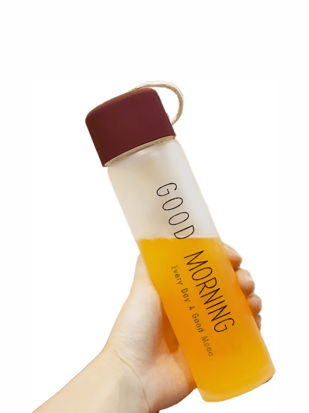 

WELOUR Maroon & Transparent Glass Printed Water Bottle 500 ml