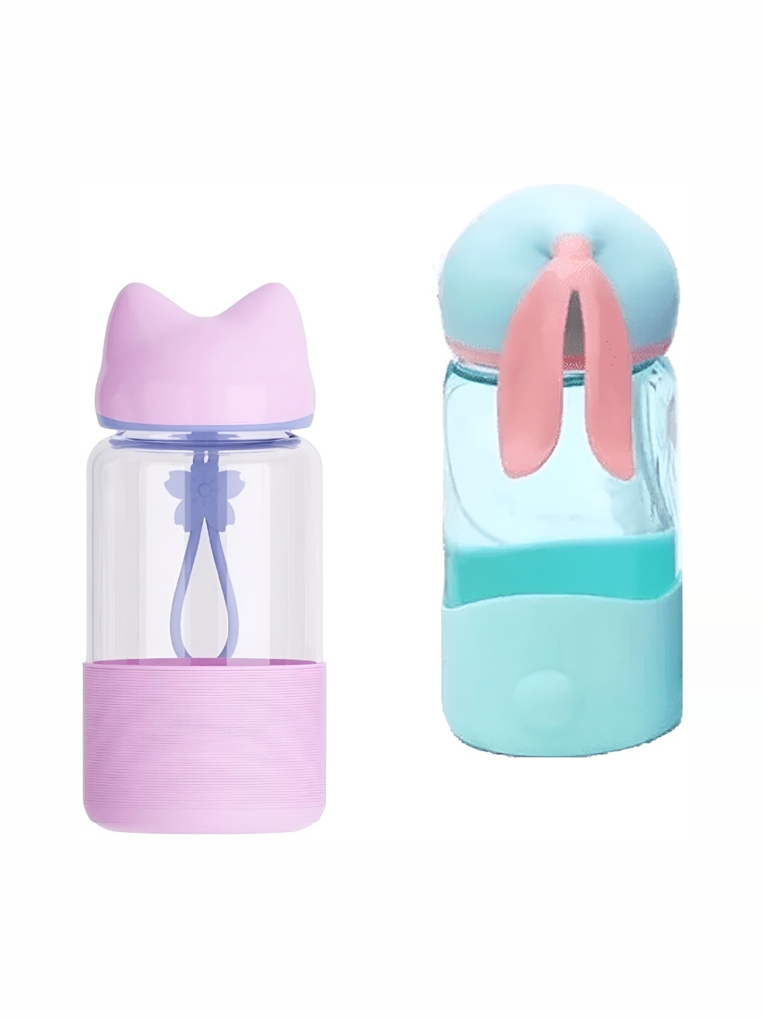 

WELOUR Blue & Purple 2 Pieces Glass Water Bottle 340 ml Each