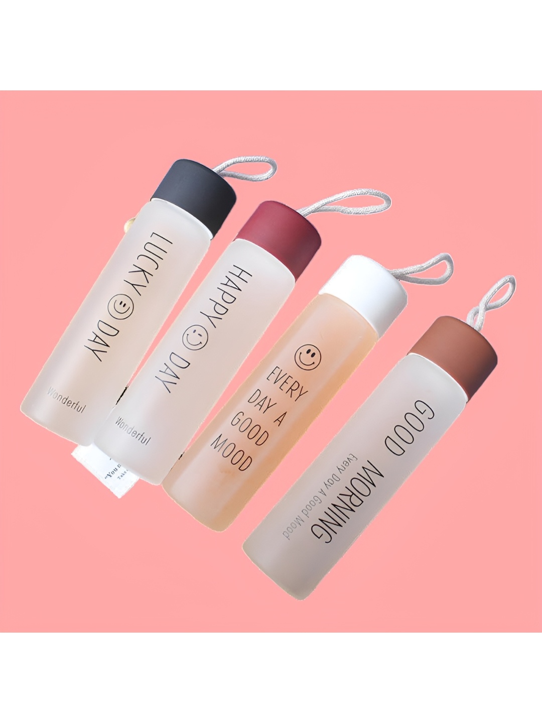 

WELOUR Brown & Maroon 4 Pieces Glass Water Bottle 500ml