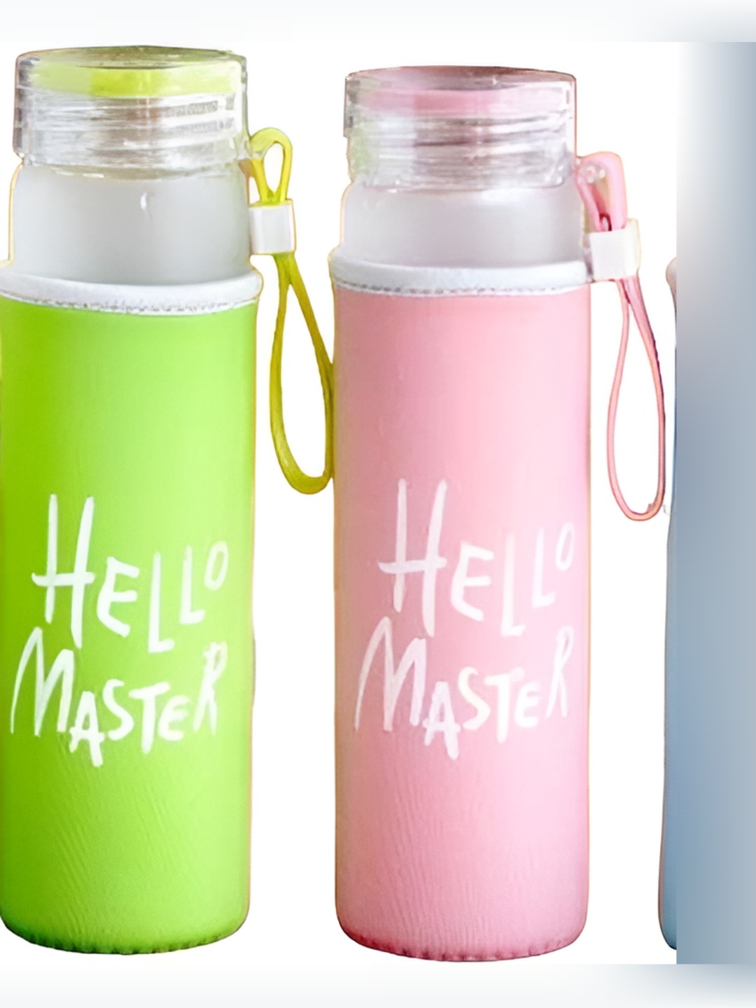 

Welour Kids Green & pink 2Pcs Leak Proof & BPA Free Glass Water Bottles 400ml
