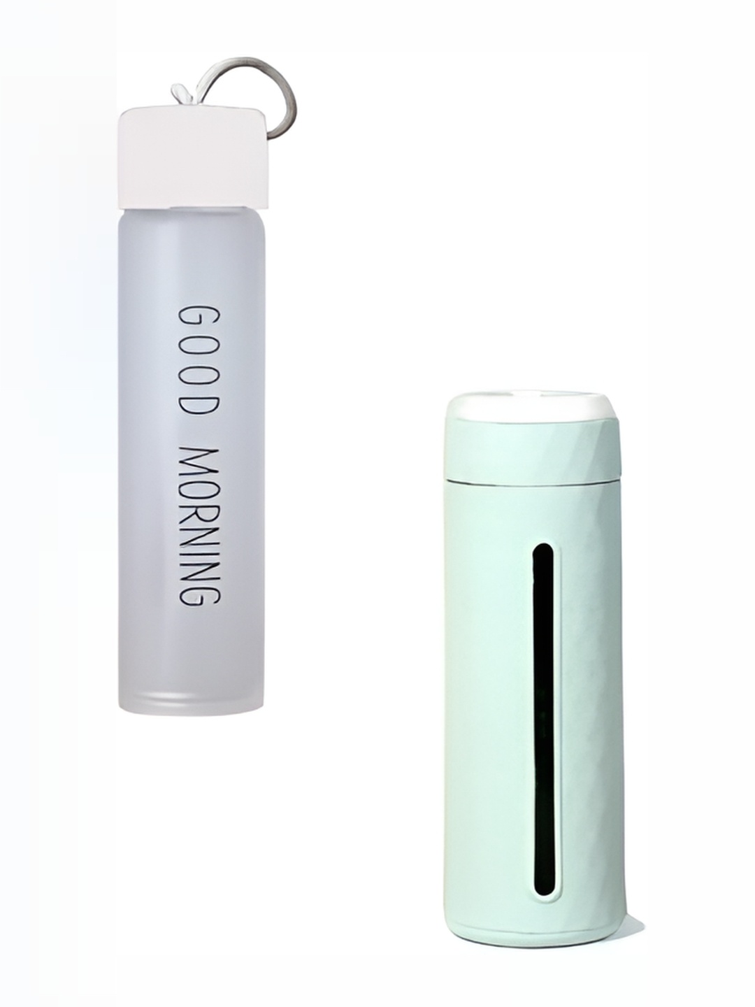 

WELOUR White & Blue 2 Pieces Glass Water Bottle 400 ml each