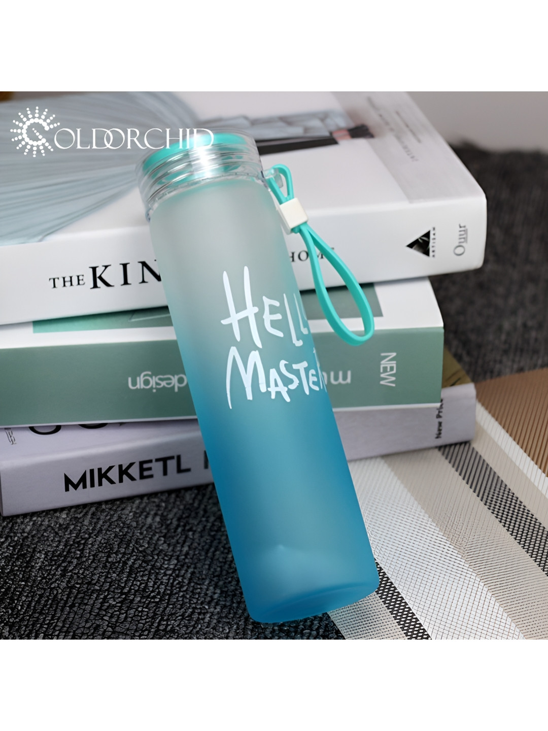 

WELOUR Blue Typography Printed Glass Water Bottle 500 ml