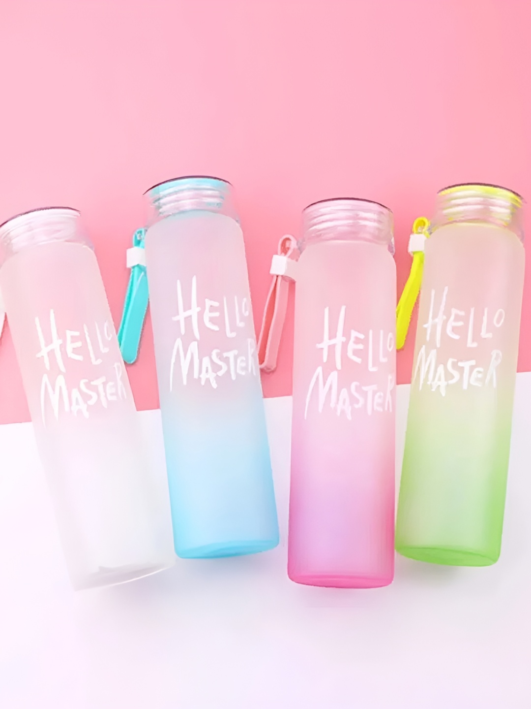 

WELOUR Blue & Green 4 Pieces Glass Water Bottles 400 ml Each