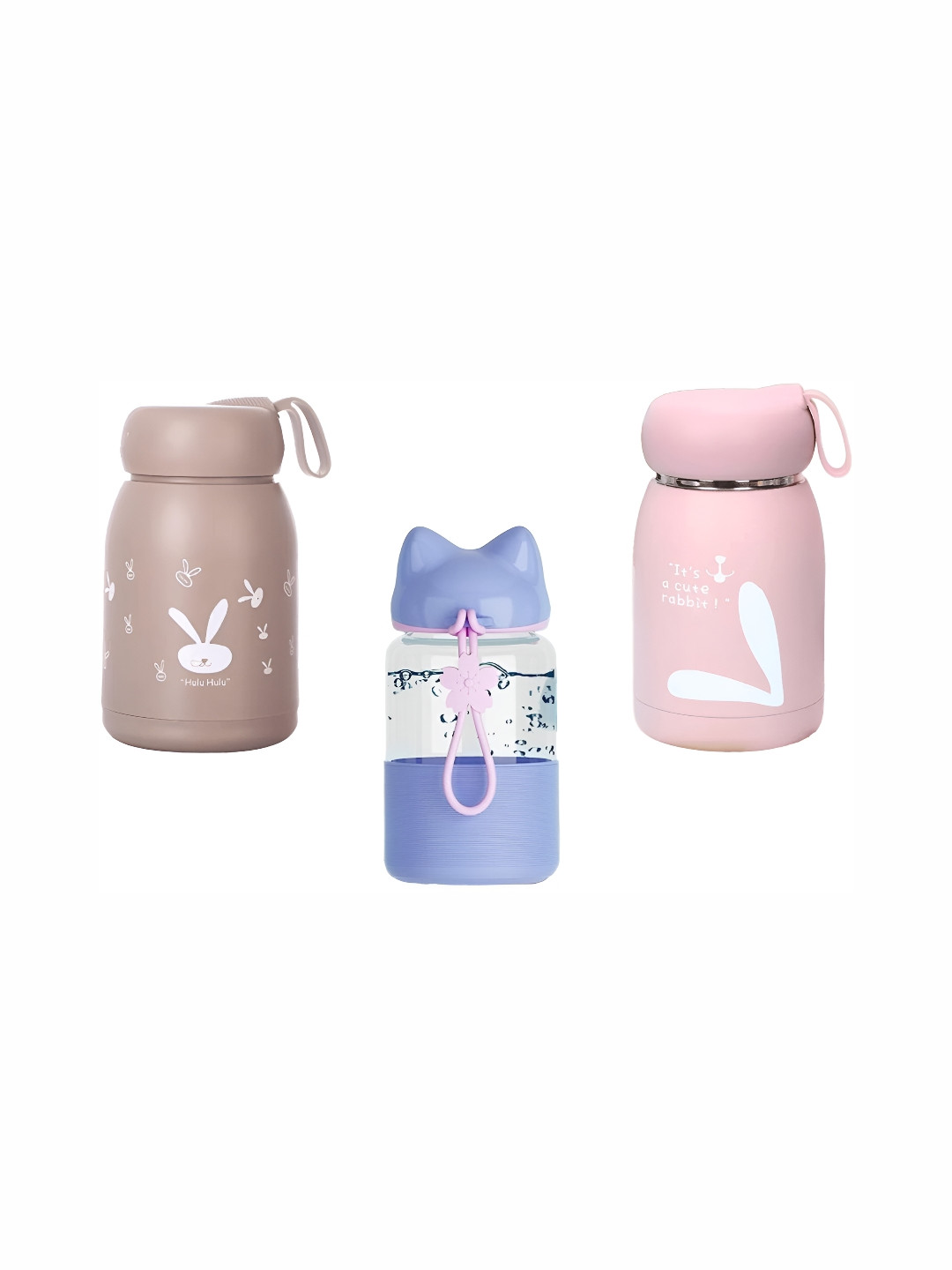 

WELOUR Purple & Pink 3Pcs Printed Glass Water Bottles 340ml Each