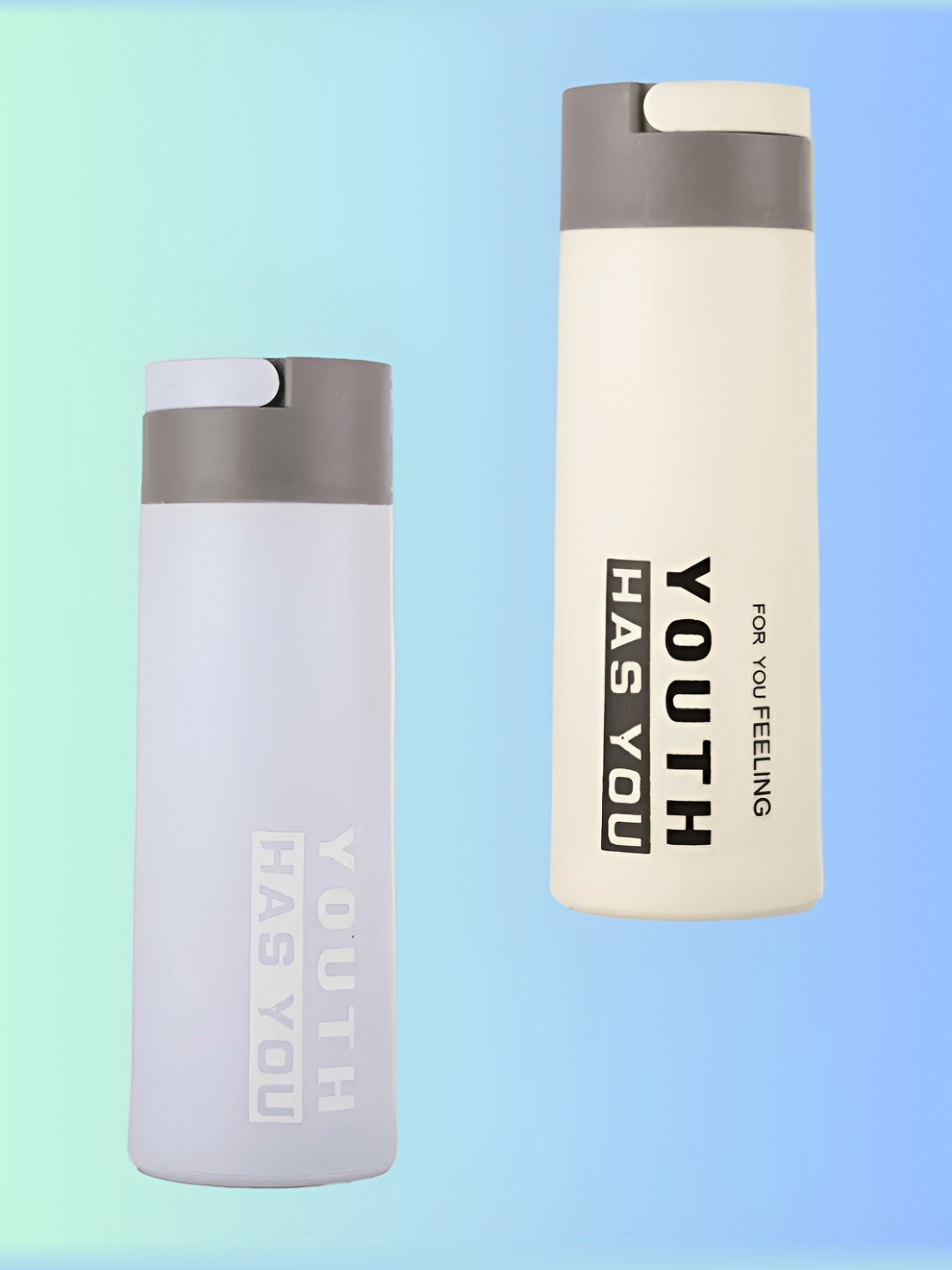 

WELOUR Blue & White 2 Pieces Glass Water Bottle 400 ml