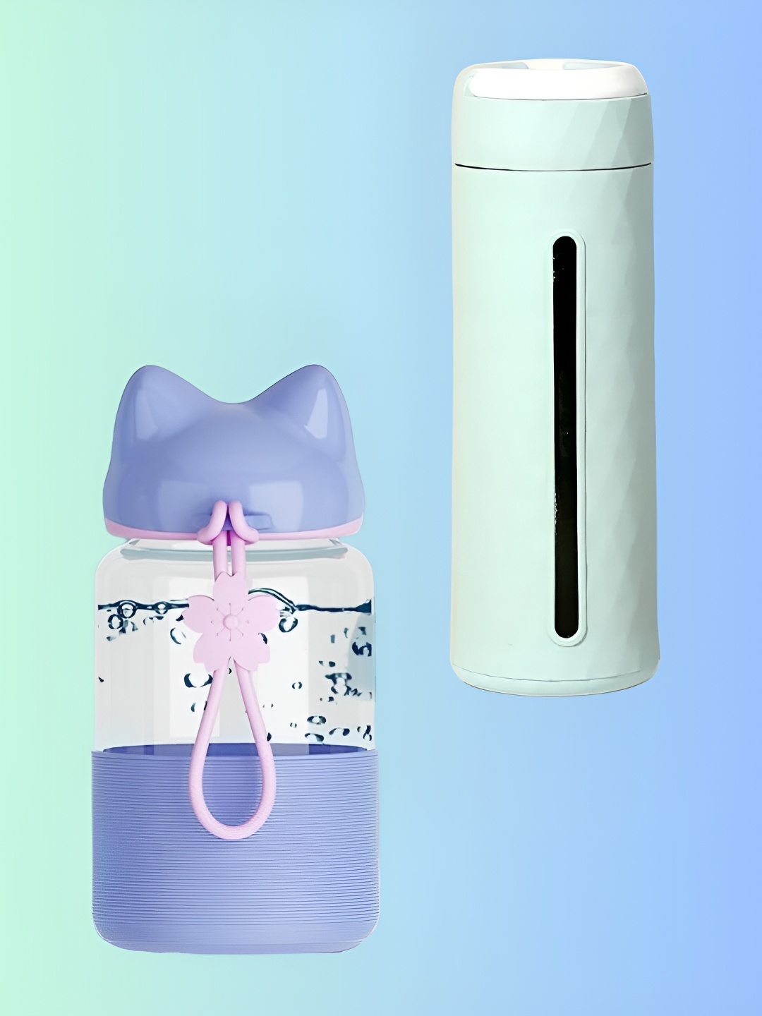 

WELOUR Purple & Blue 2 Pieces Glass Water Bottle 340 ml