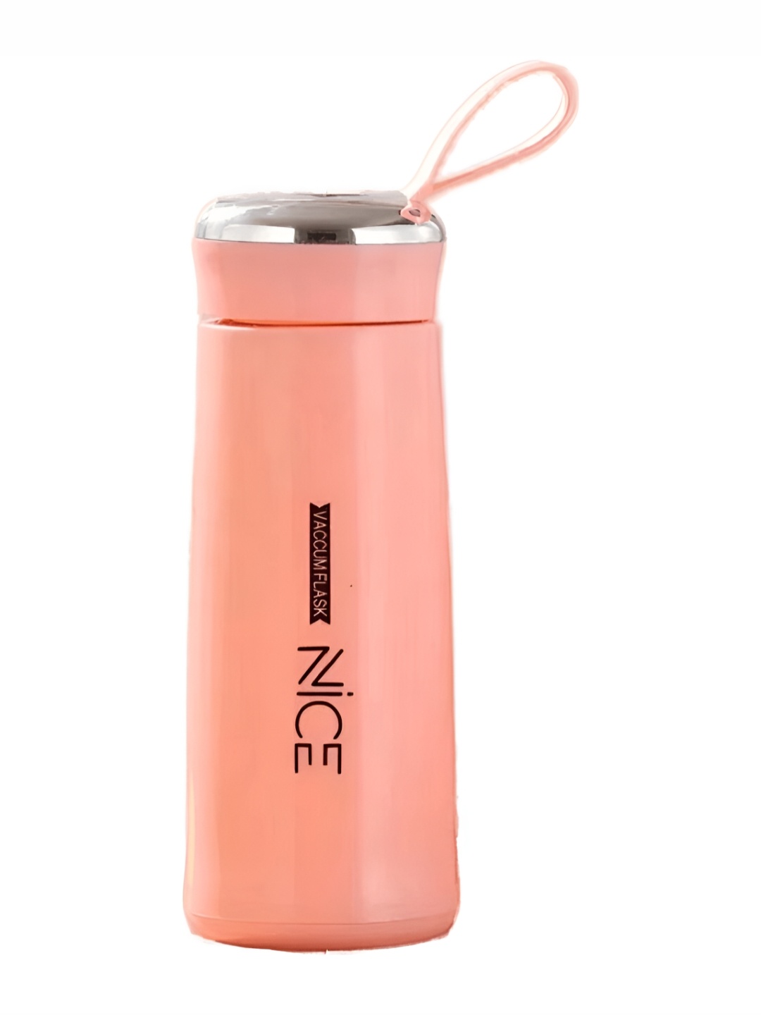 

WELOUR Pink & & Silver Toned Glass Flask Water Bottle 500 ml