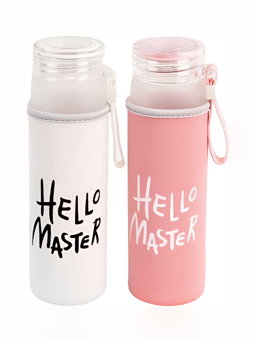

WELOUR Pink 2 Pieces Glass Water Bottle