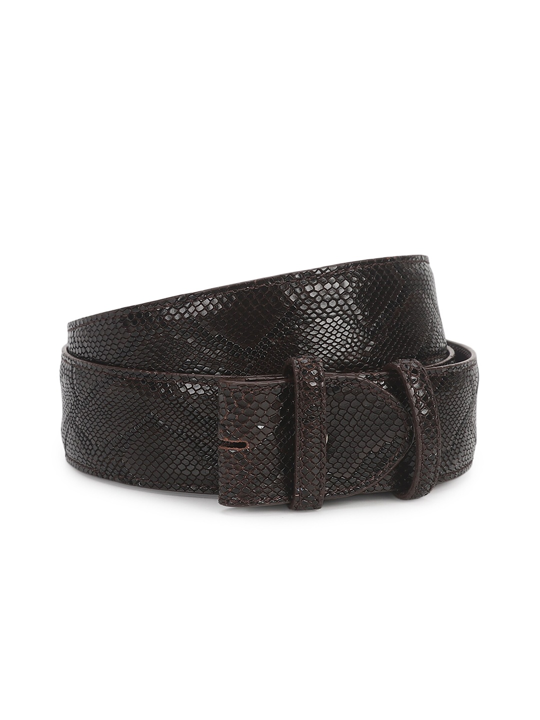 

ELLIOT RHODES Men Textured Leather Stretchable Belt, Brown