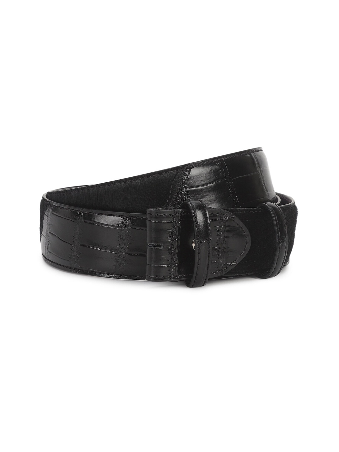 

ELLIOT RHODES Men Textured Leather Stretchable Belt, Black