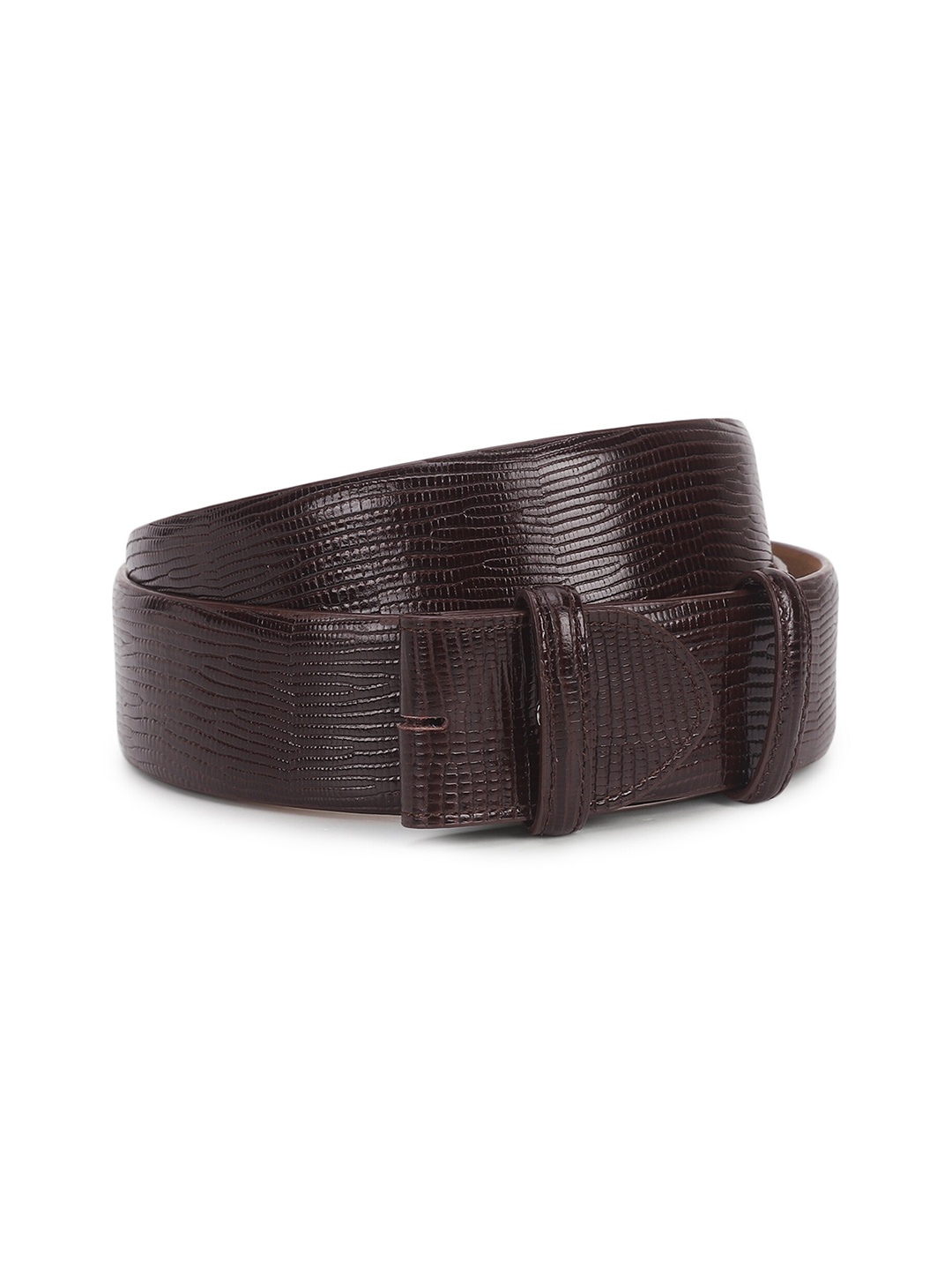 

ELLIOT RHODES Men Textured Leather Stretchable Belt, Brown