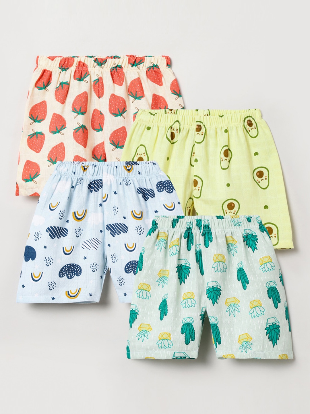 

The Boo Boo Club Boys Pack of 4 Graphic Printed Pure Cotton Shorts, Yellow