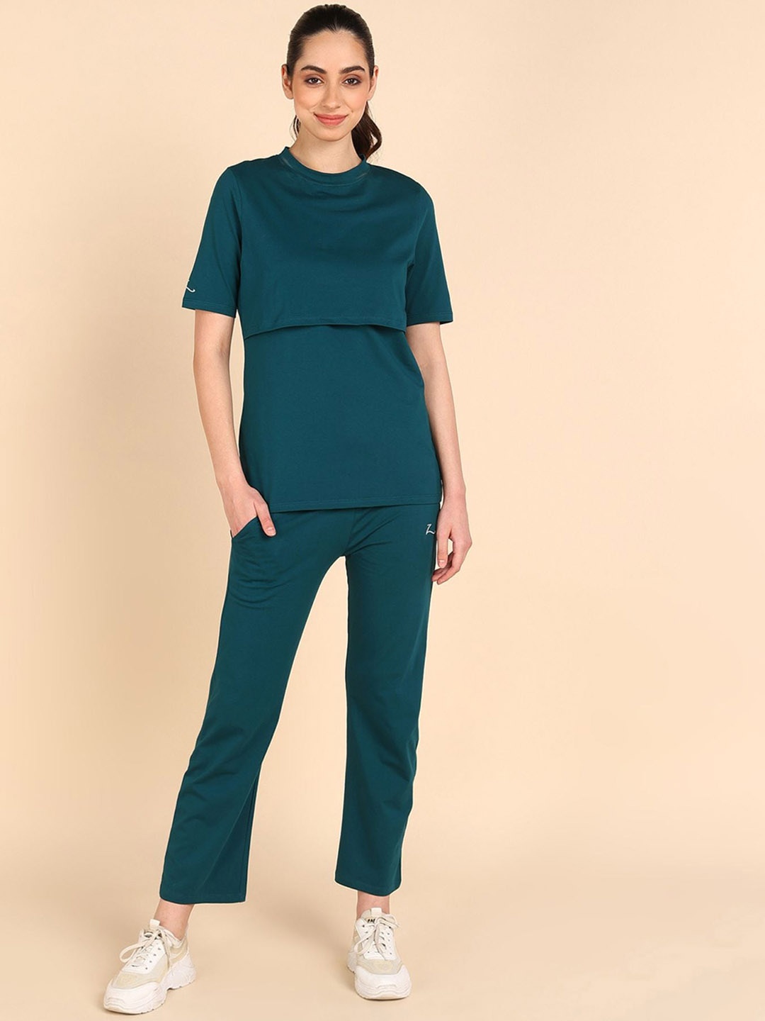 

House Of Zelena Maternity Round Neck Top & Trouser, Green