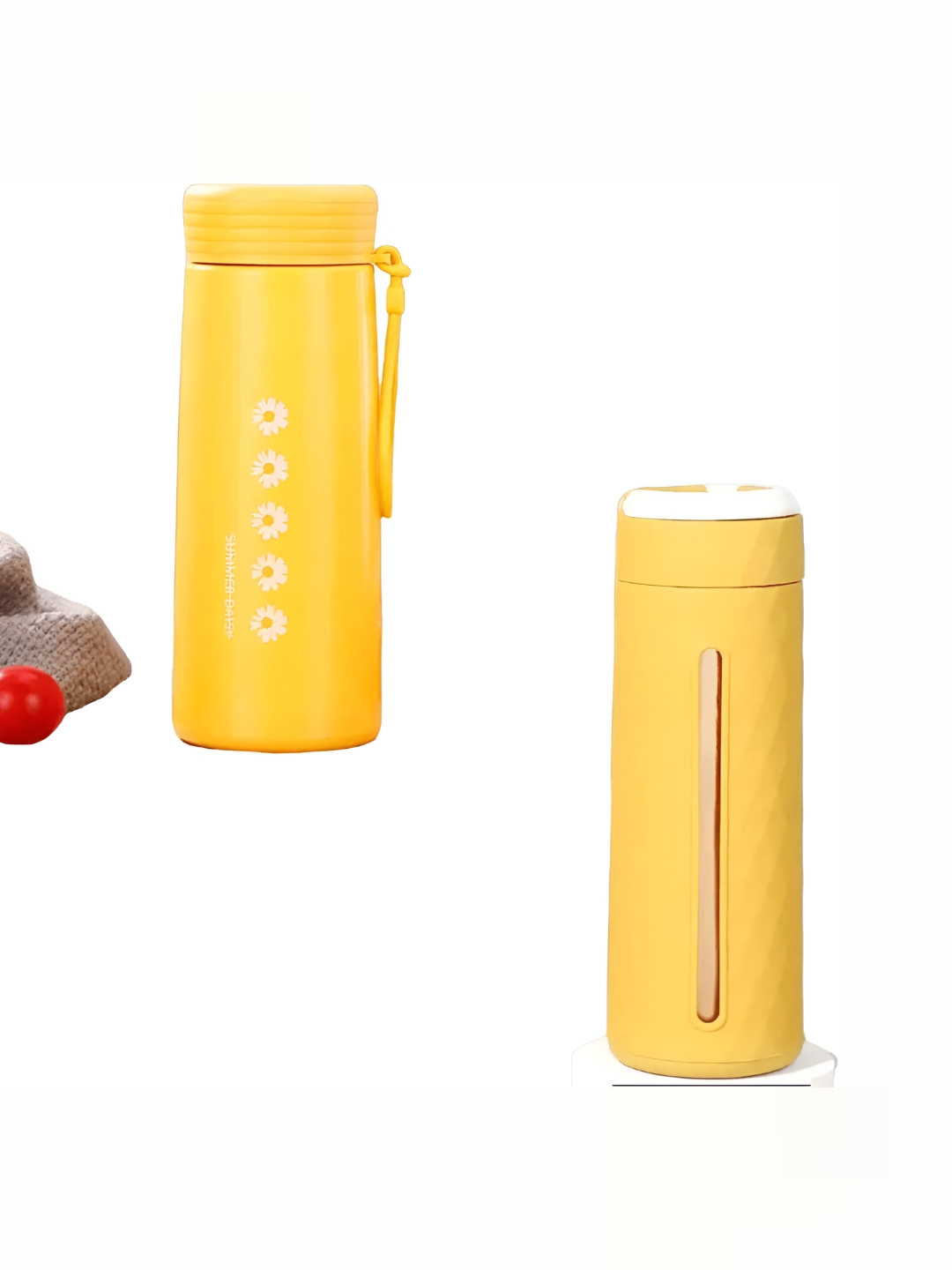 

WELOUR Yellow 2 Pcs Glass Water Bottles 400 ml