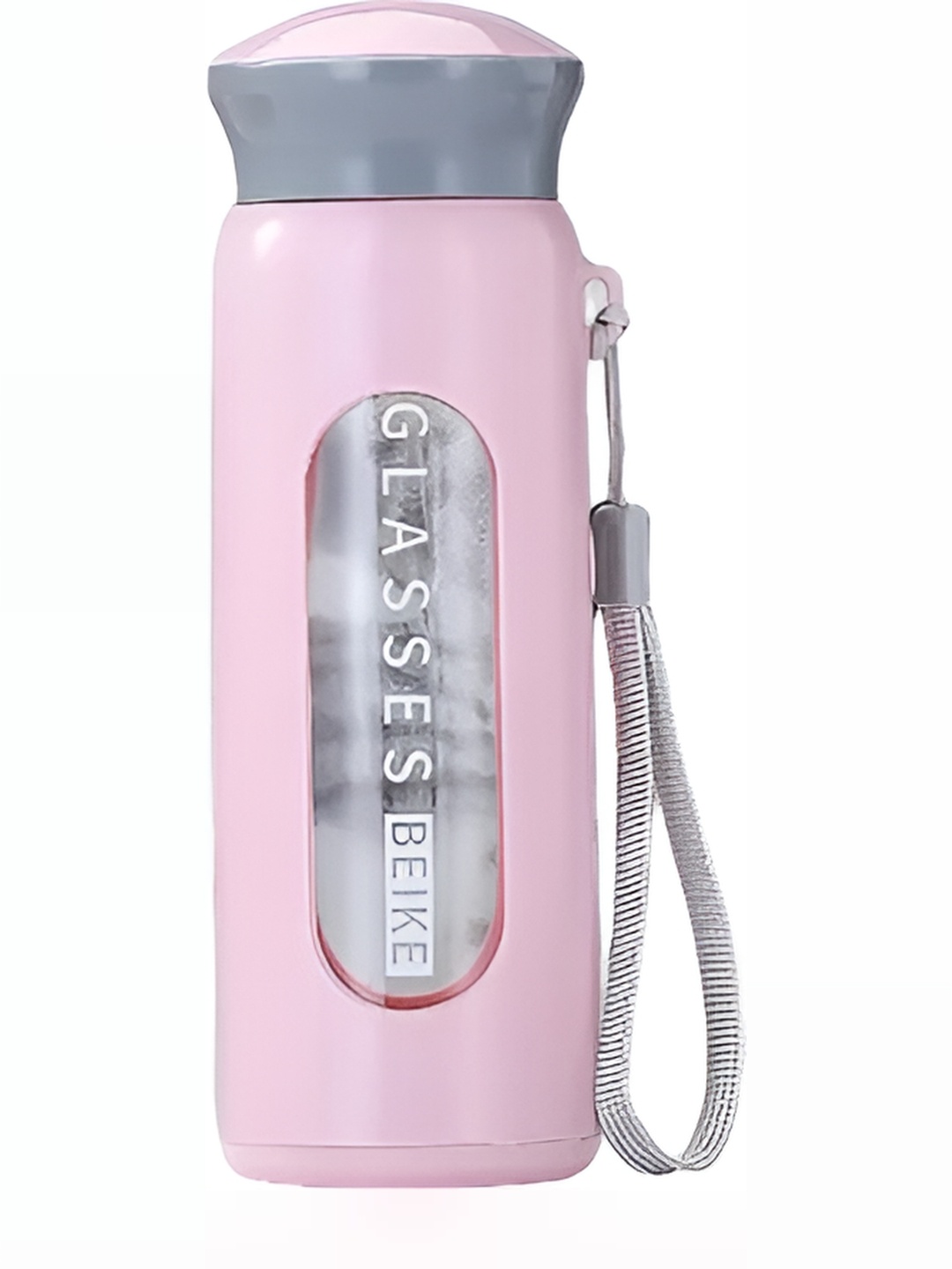 

WELOUR Pink & Grey Glass Water Bottle 380 ml
