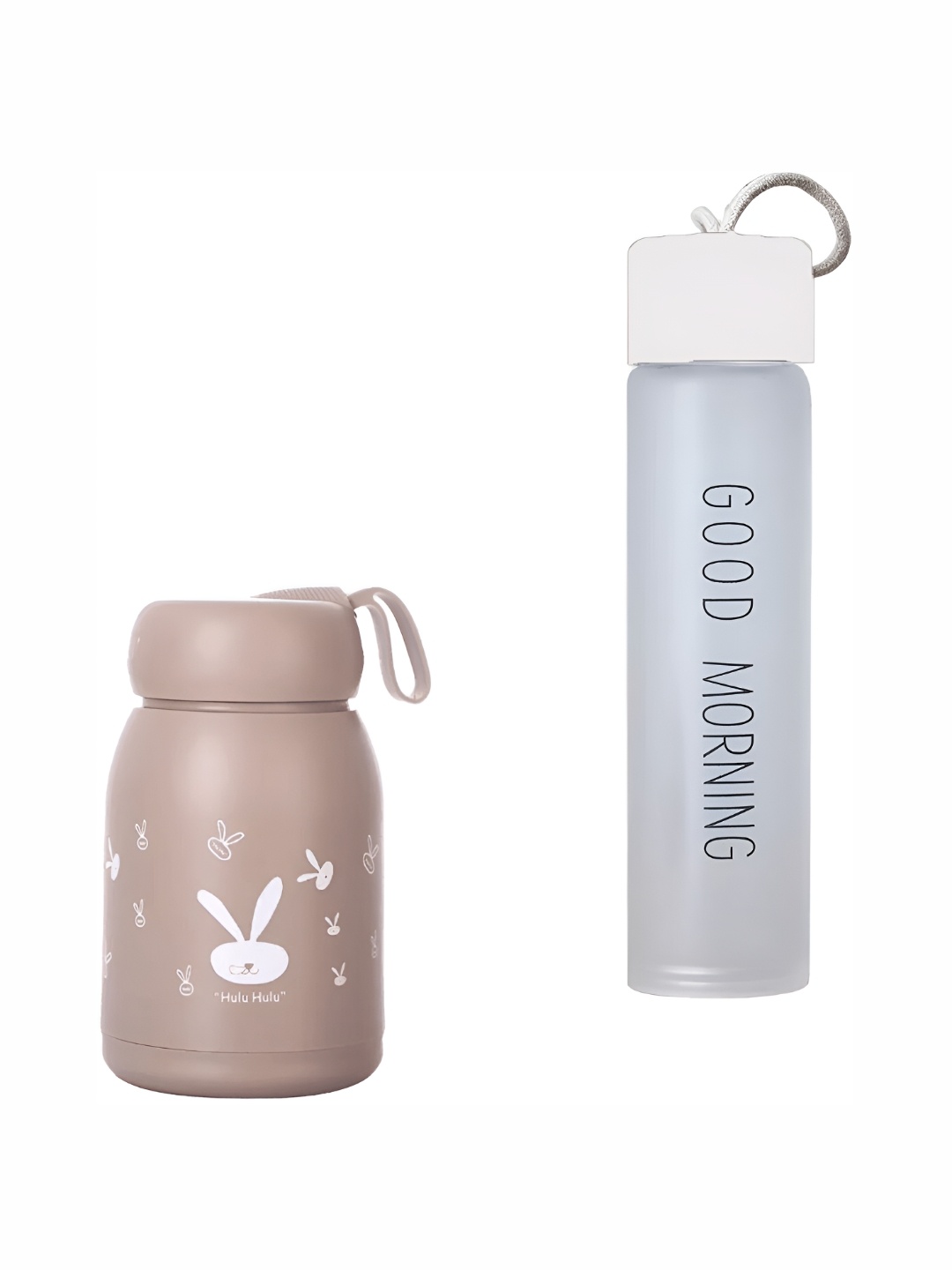 

WELOUR Brown & White 2 Pieces Glass Printed Water Bottle 500 ml