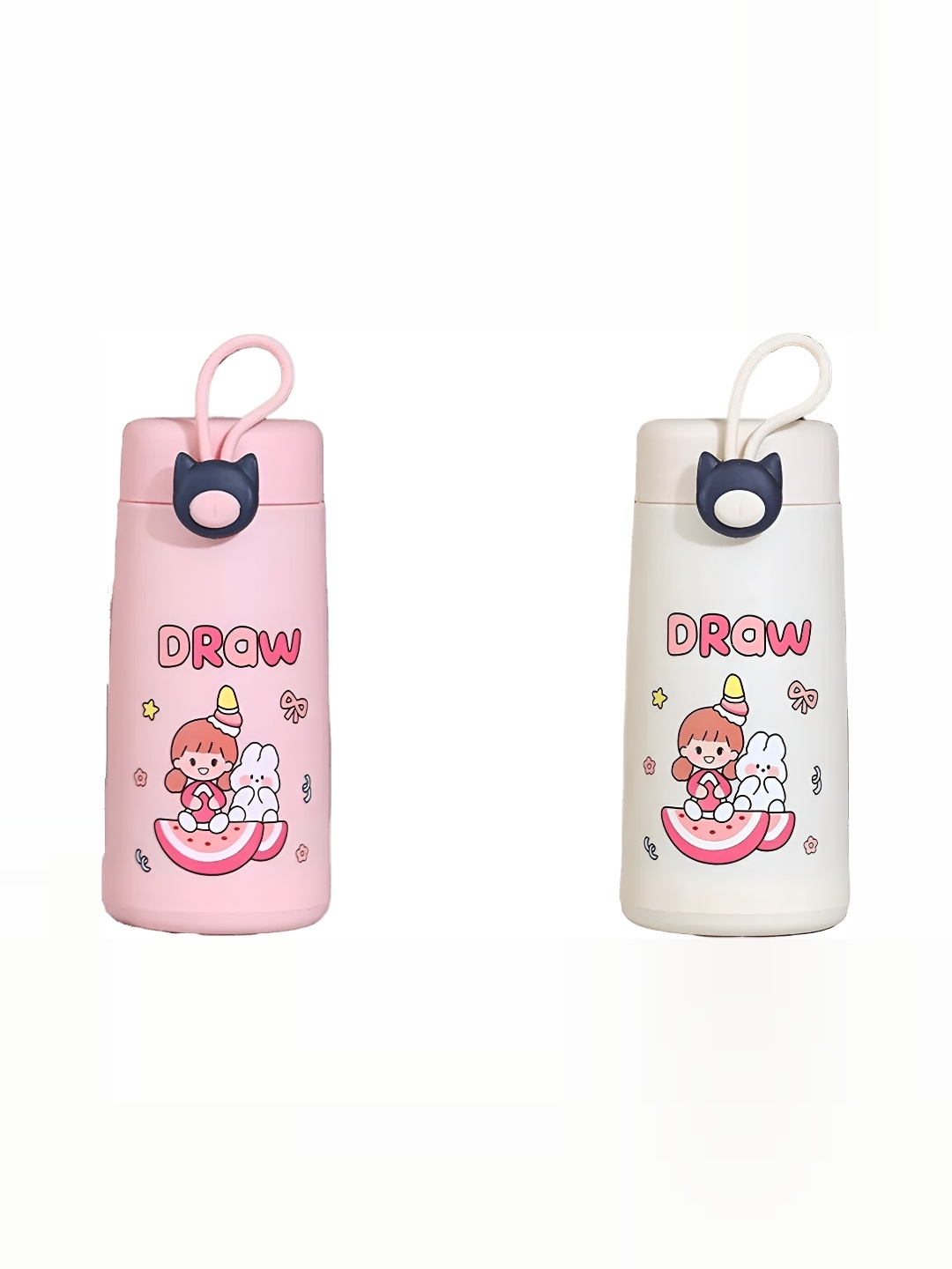 

WELOUR Pink and White 2 Pieces Glass Water Bottle 300 ml each