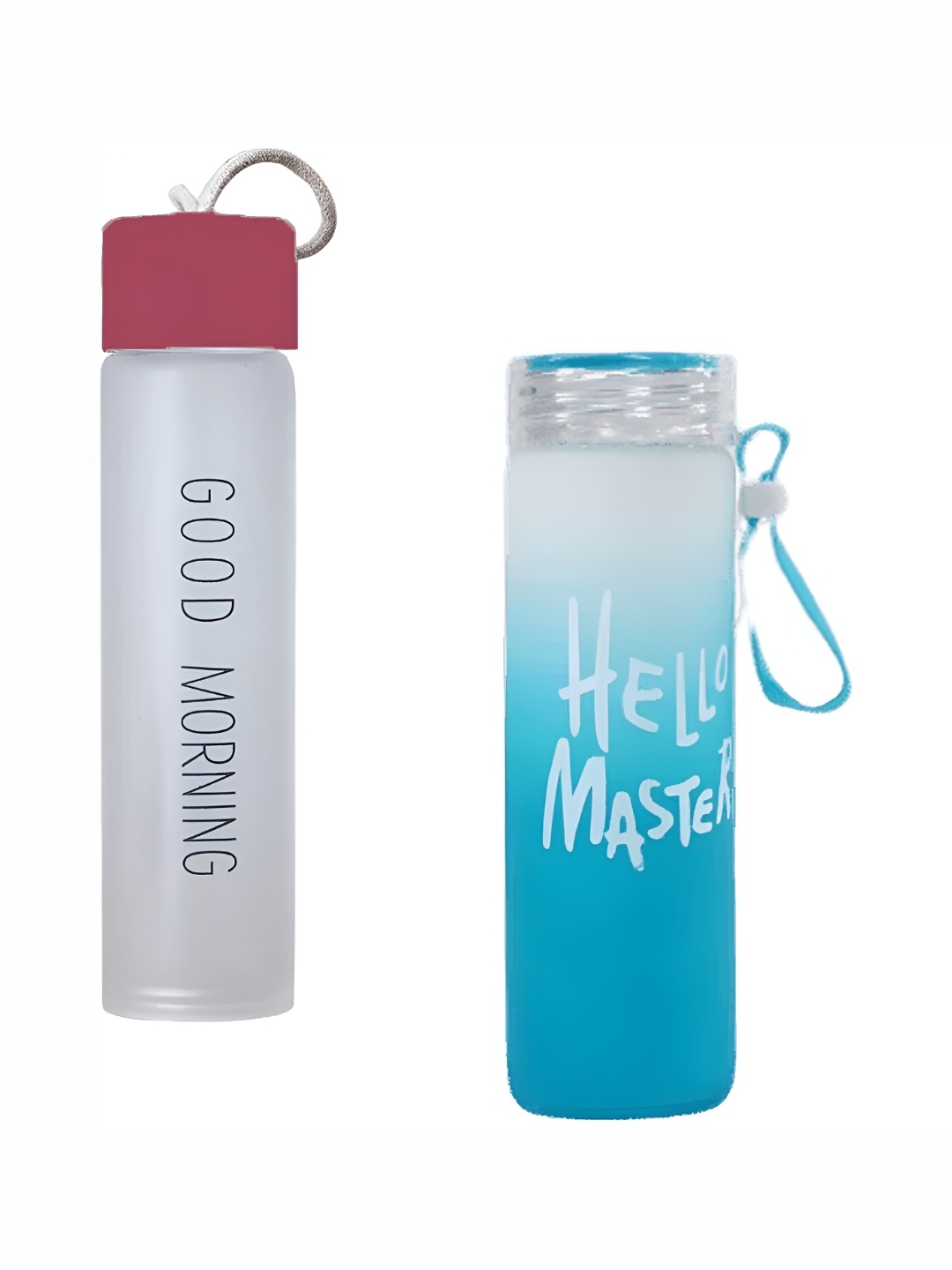 

WELOUR Grey & Blue 2 Pieces Glass Water Bottles 500 ml Each