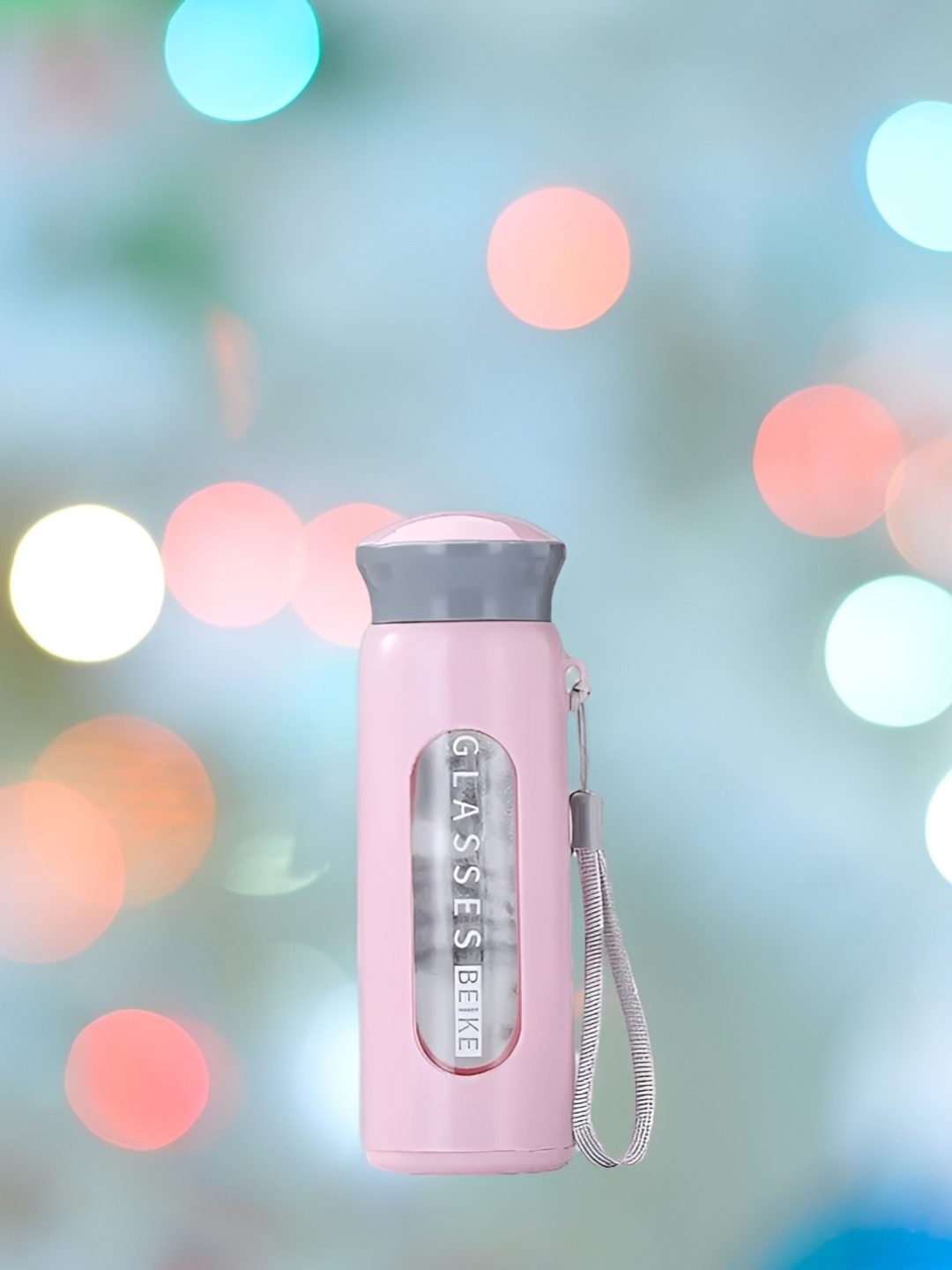 

WELOUR Pink Typography Printed Glass Water Bottle 380 ml