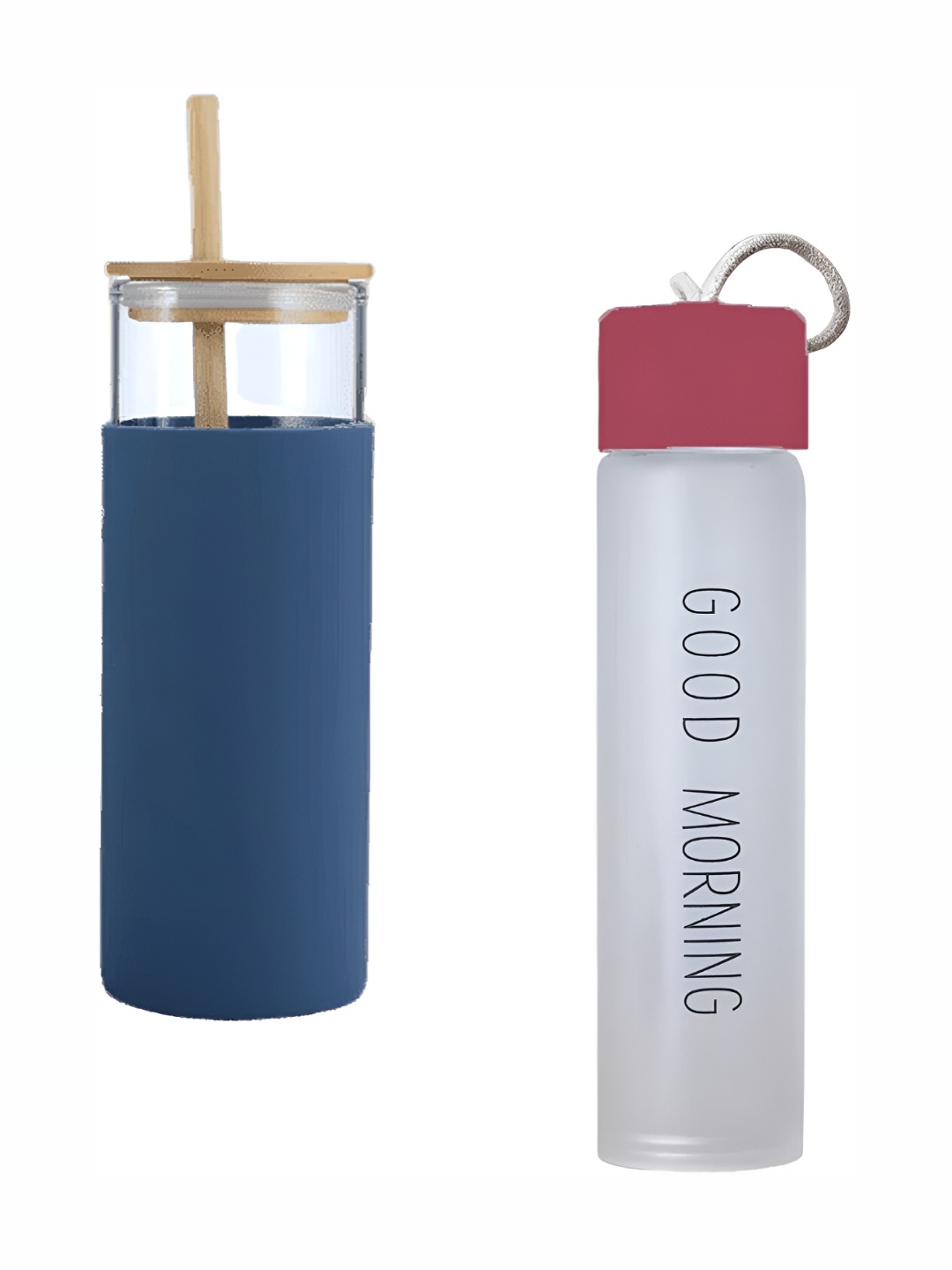 

WELOUR Maroon & Blue 2 Pieces Glass Water Bottles 500 ml