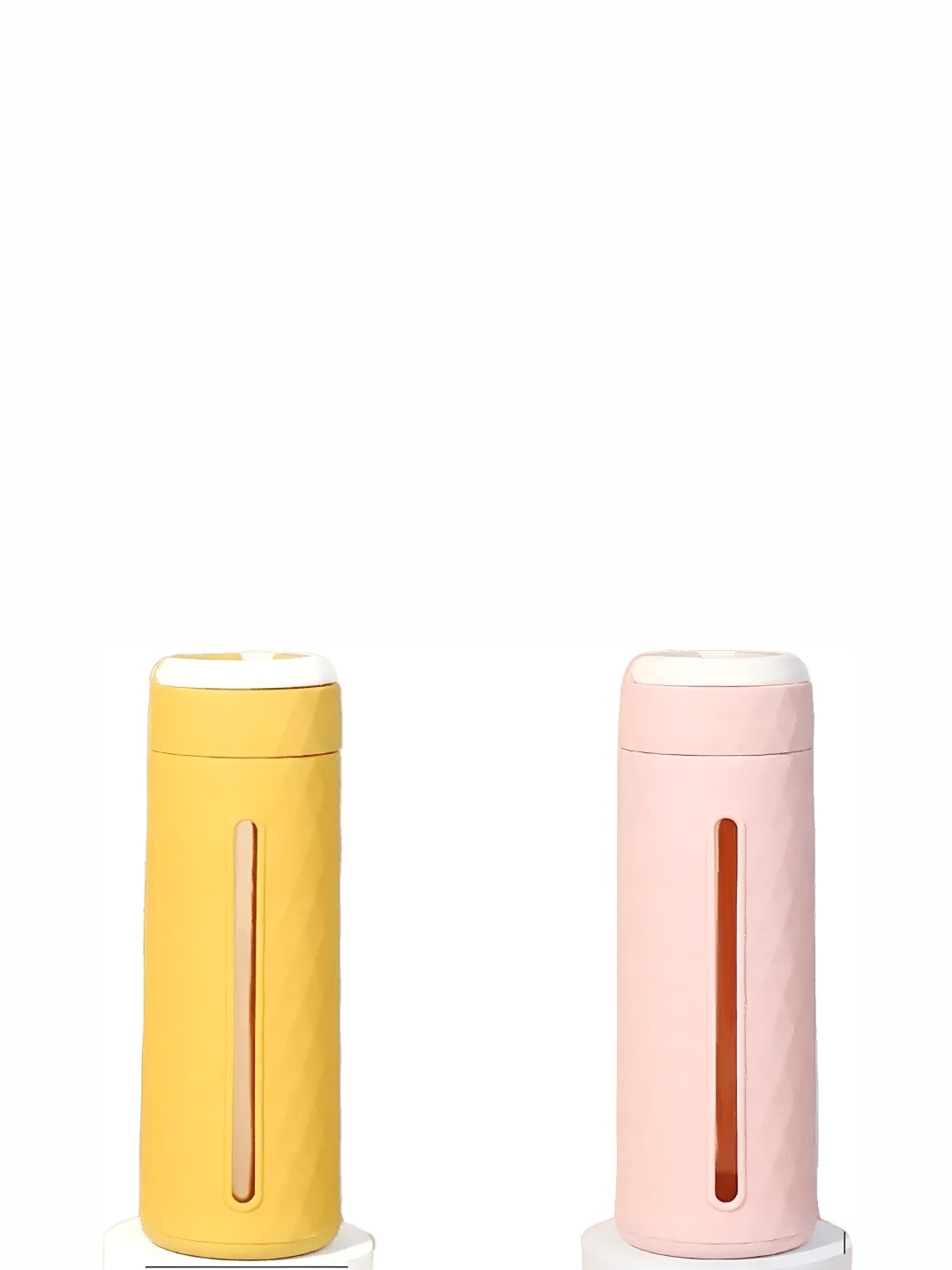 

WELOUR Yellow & Pink 2 Pieces Glass Water Bottles 420 ml