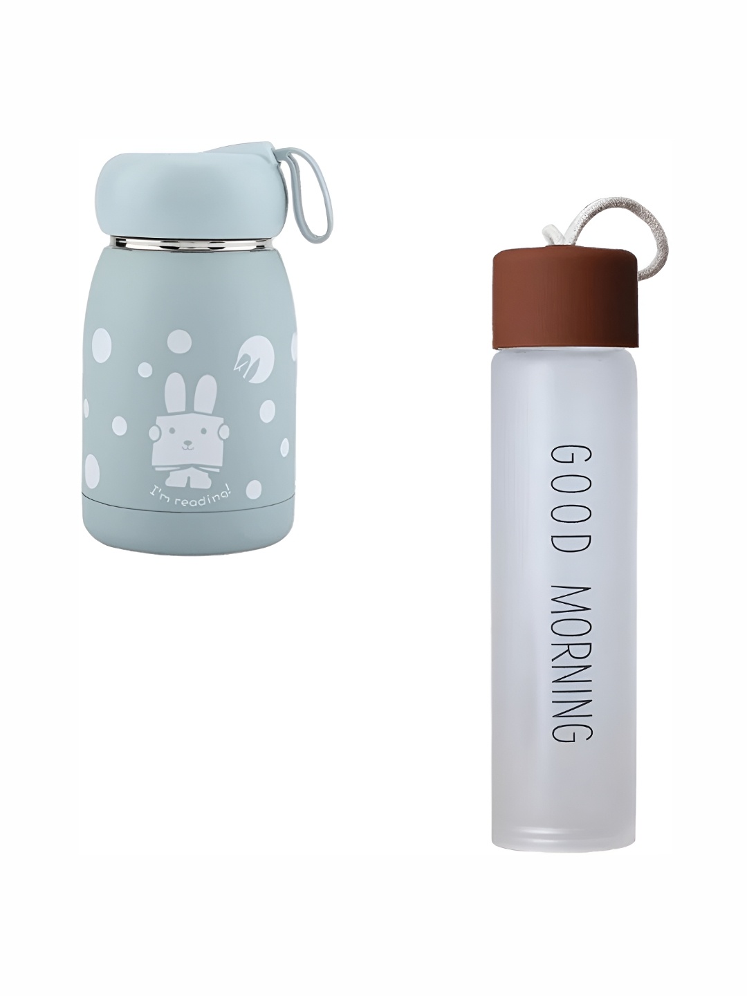 

WELOUR Grey & Maroon 2 Pieces Cartoon Characters Printed Glass Water Bottles 500 ml