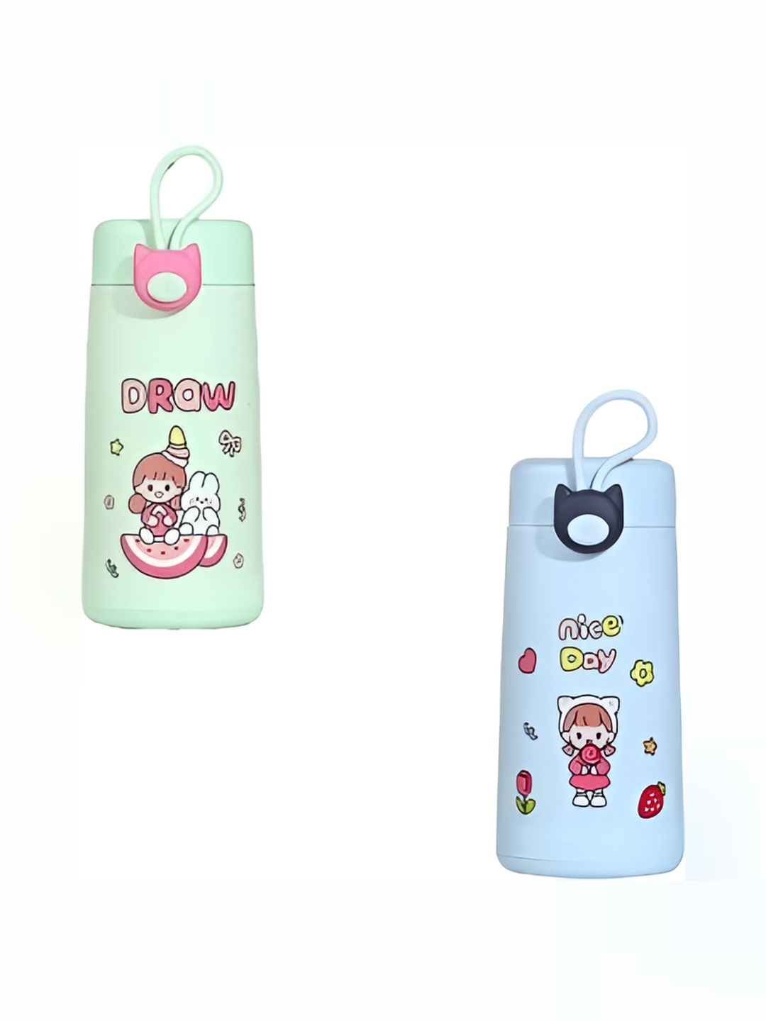 

WELOUR Blue & Green 2 Pieces Glass Water Bottle