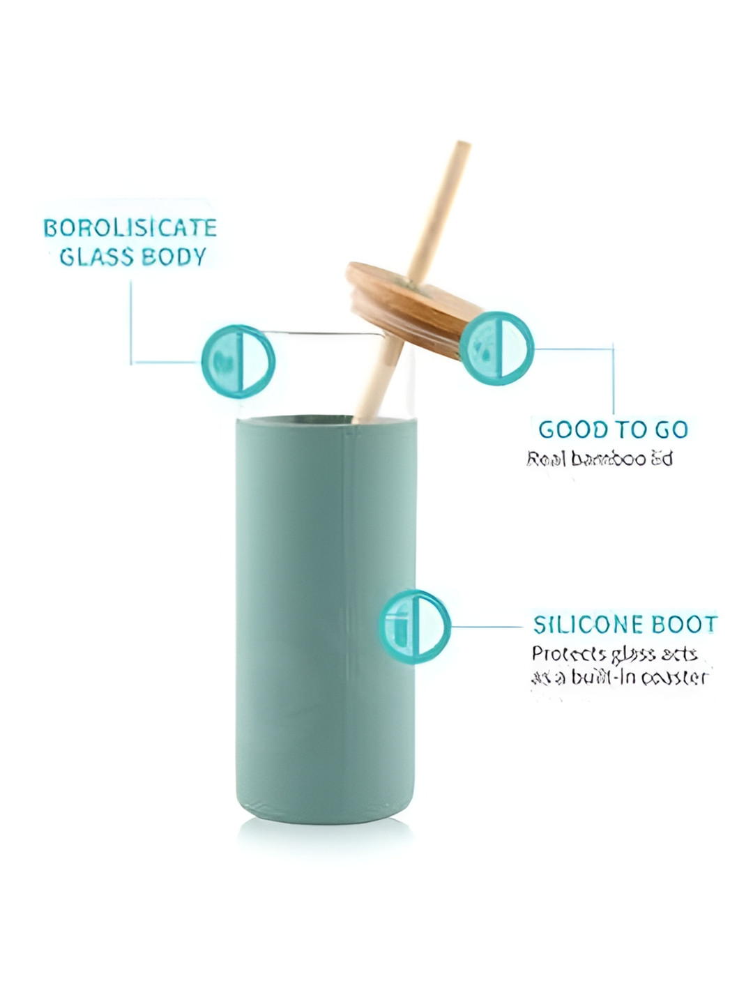 

WELOUR Green & Beige Glass Water Bottle 500 ml
