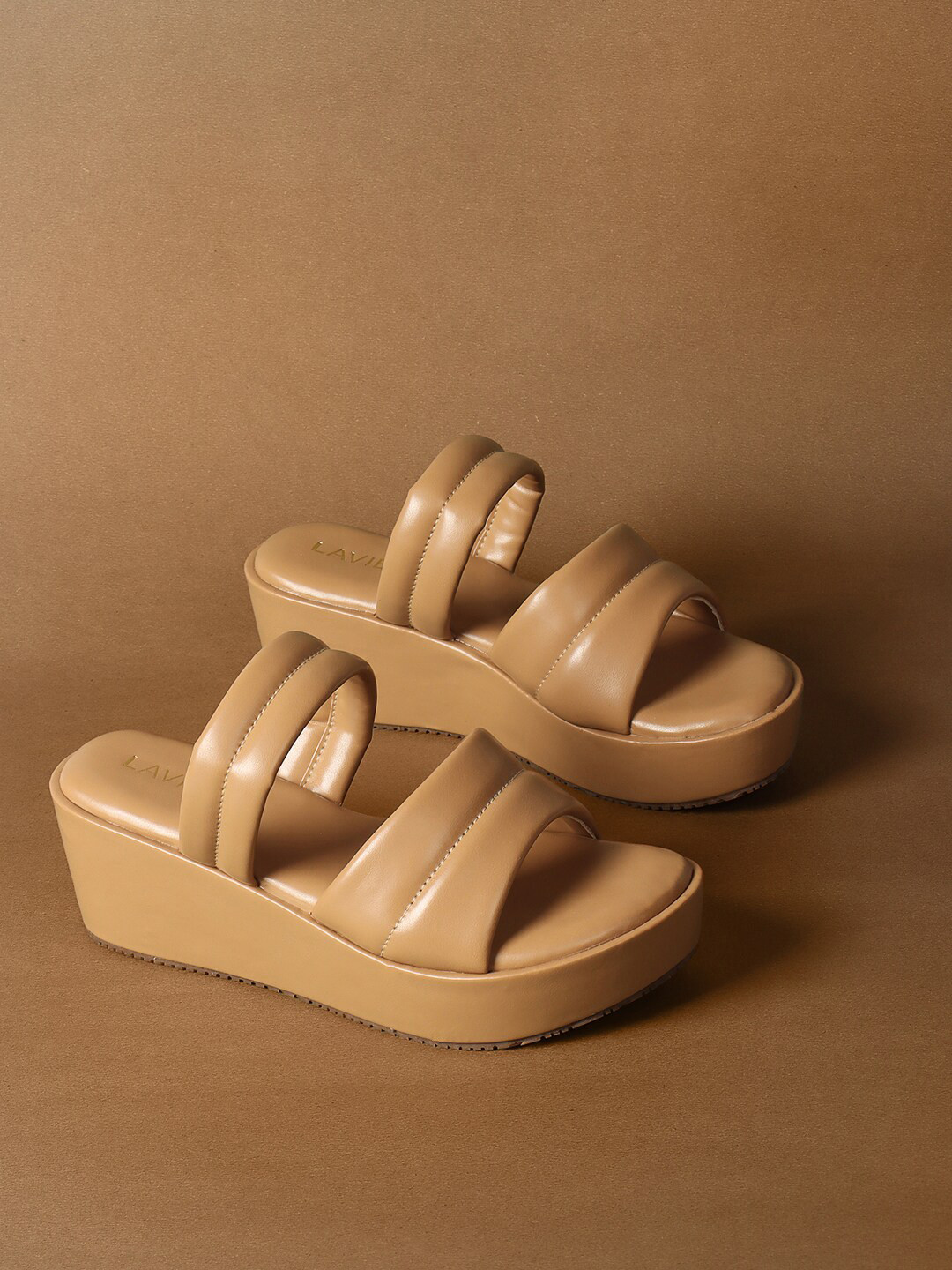 

Lavie Open Toe Platform Heels, Beige