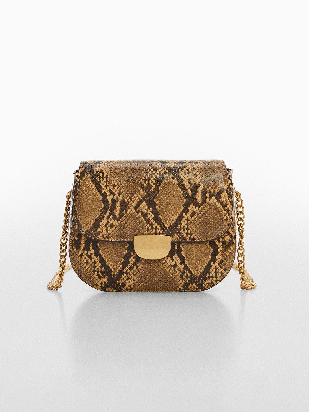 

MANGO Animal Printed Structured Sling Bag, Brown