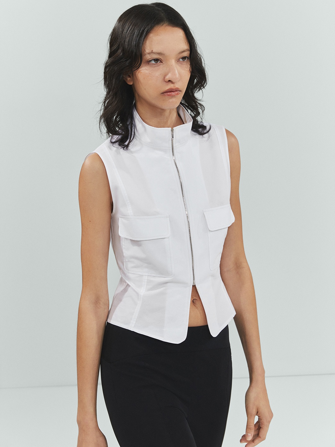 

MANGO Heritage High Neck Gilet Tailored Jacket, White