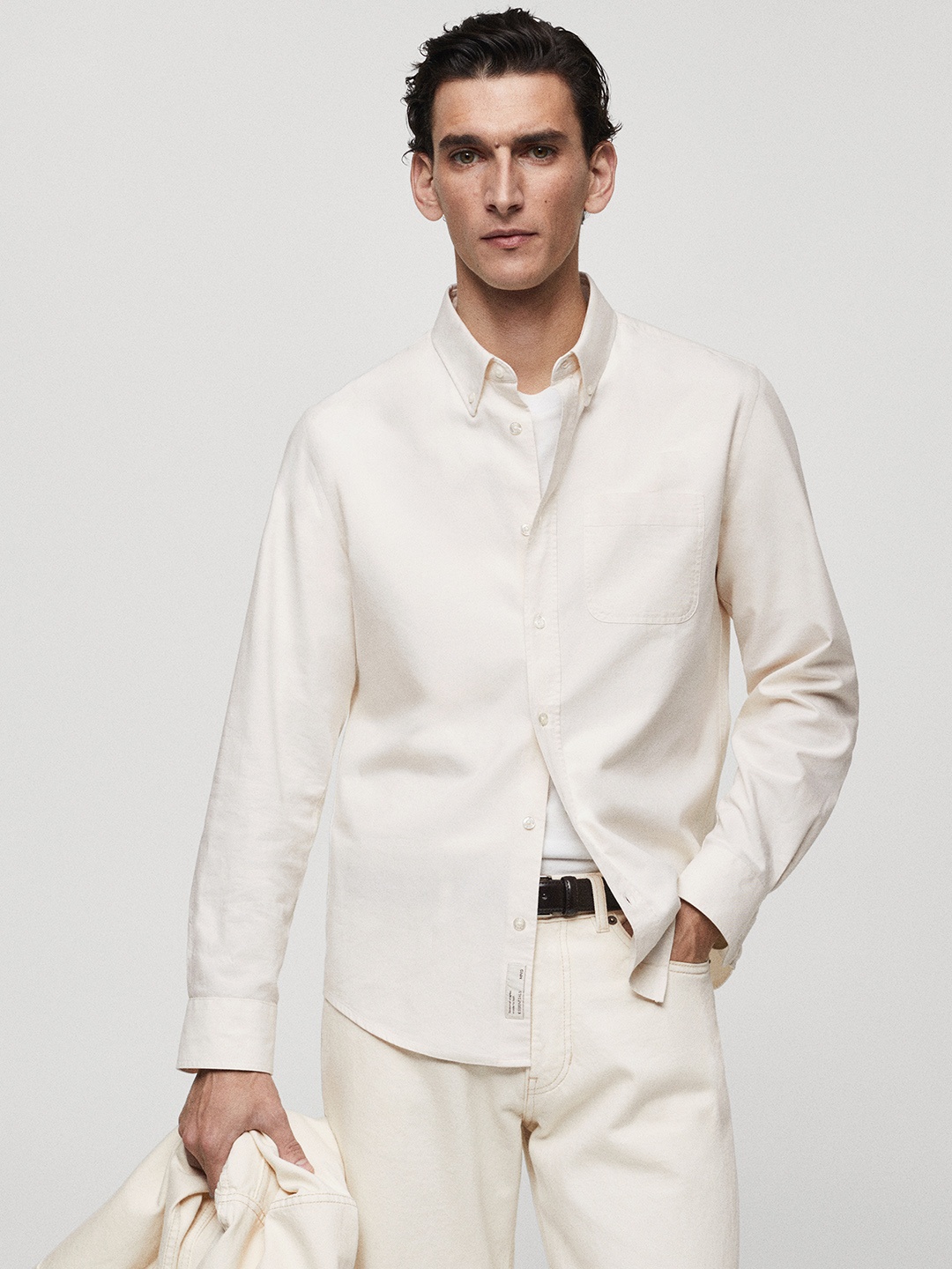 

MANGO MAN Pure Cotton Oxford Fit Casual Shirt, White