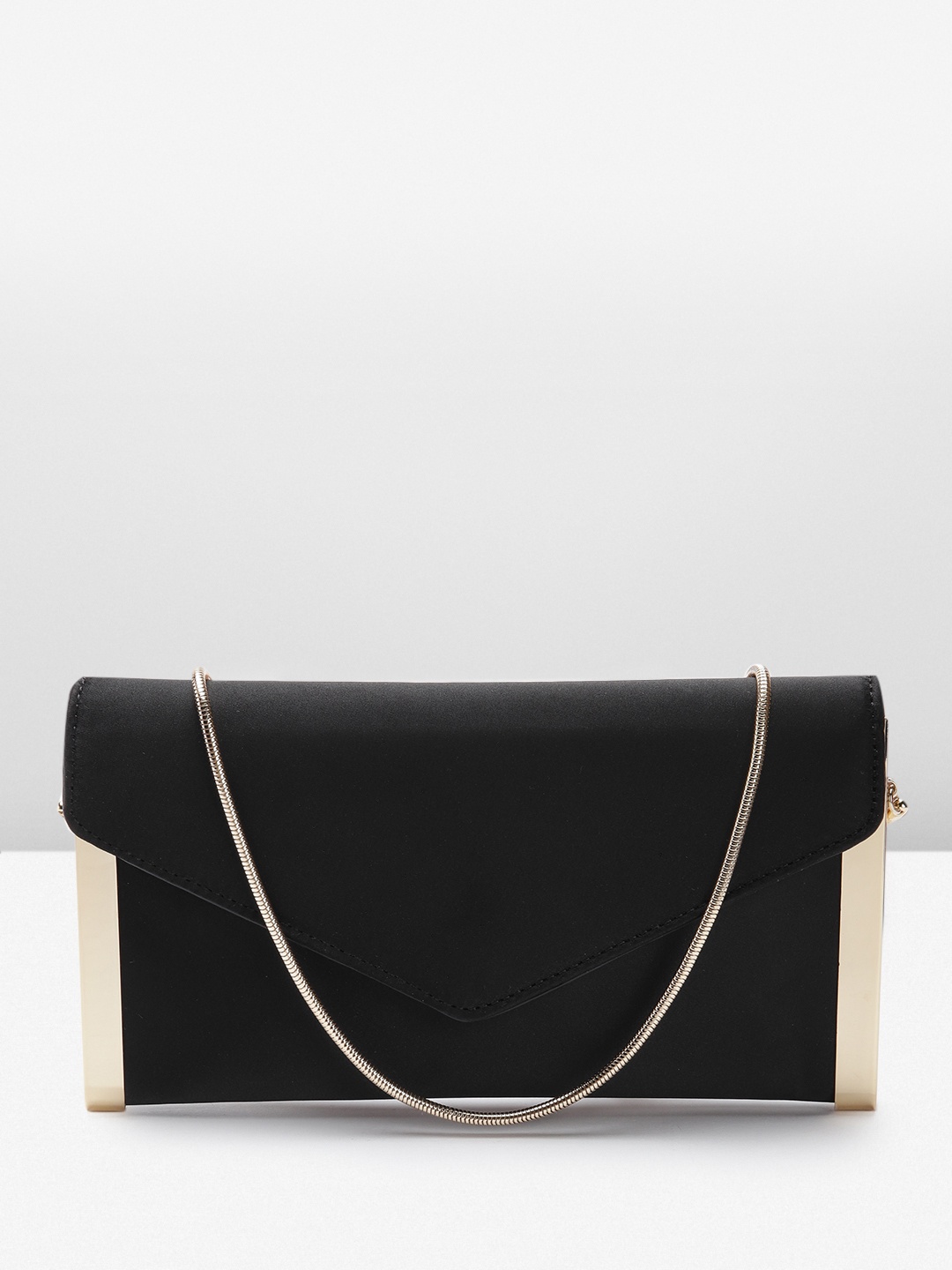 

MANGO Envelope Clutch with Sling Strap, Black