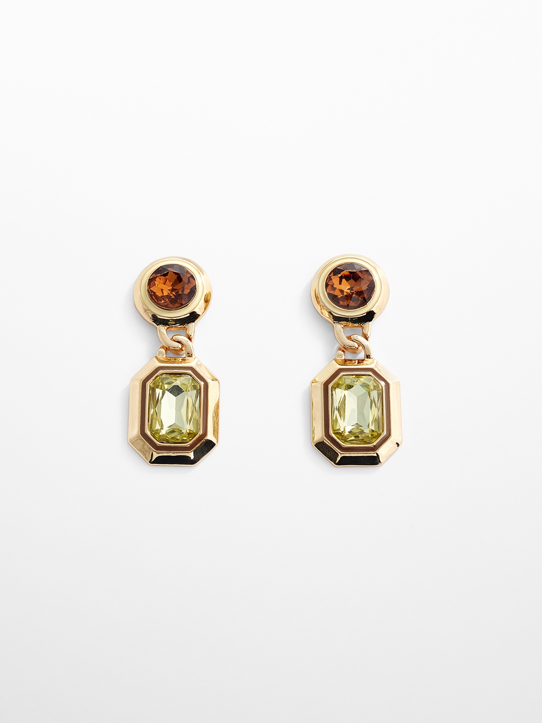 

MANGO Studded Contemporary Drop Earrings, Gold