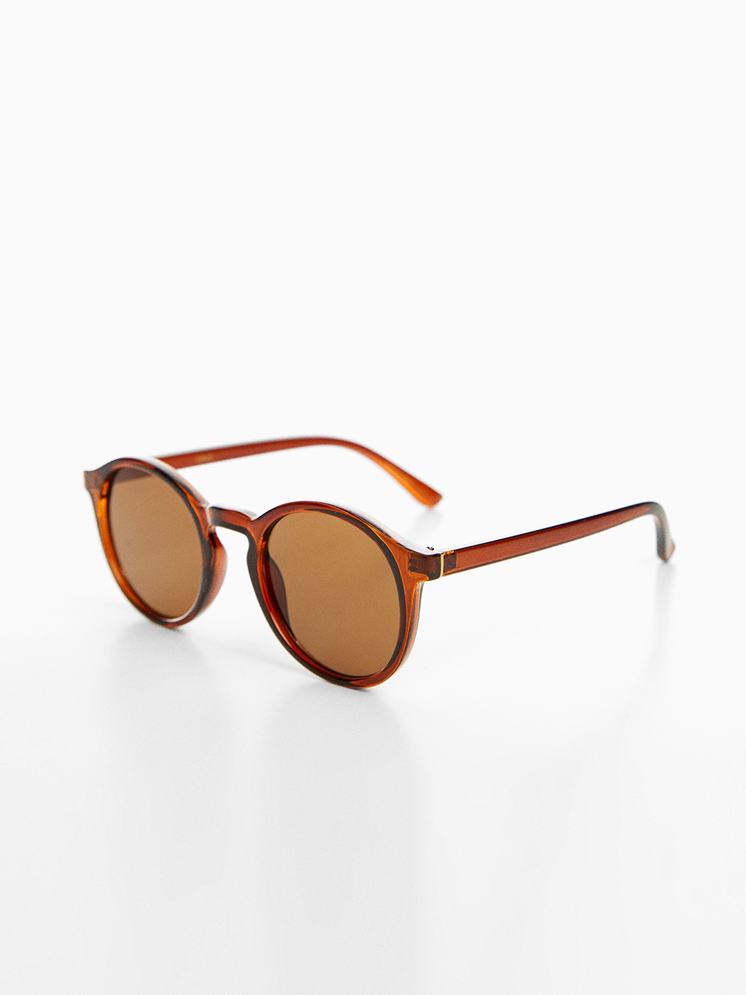 

MANGO MAN Round Sunglasses with UV Protected Lens, Brown
