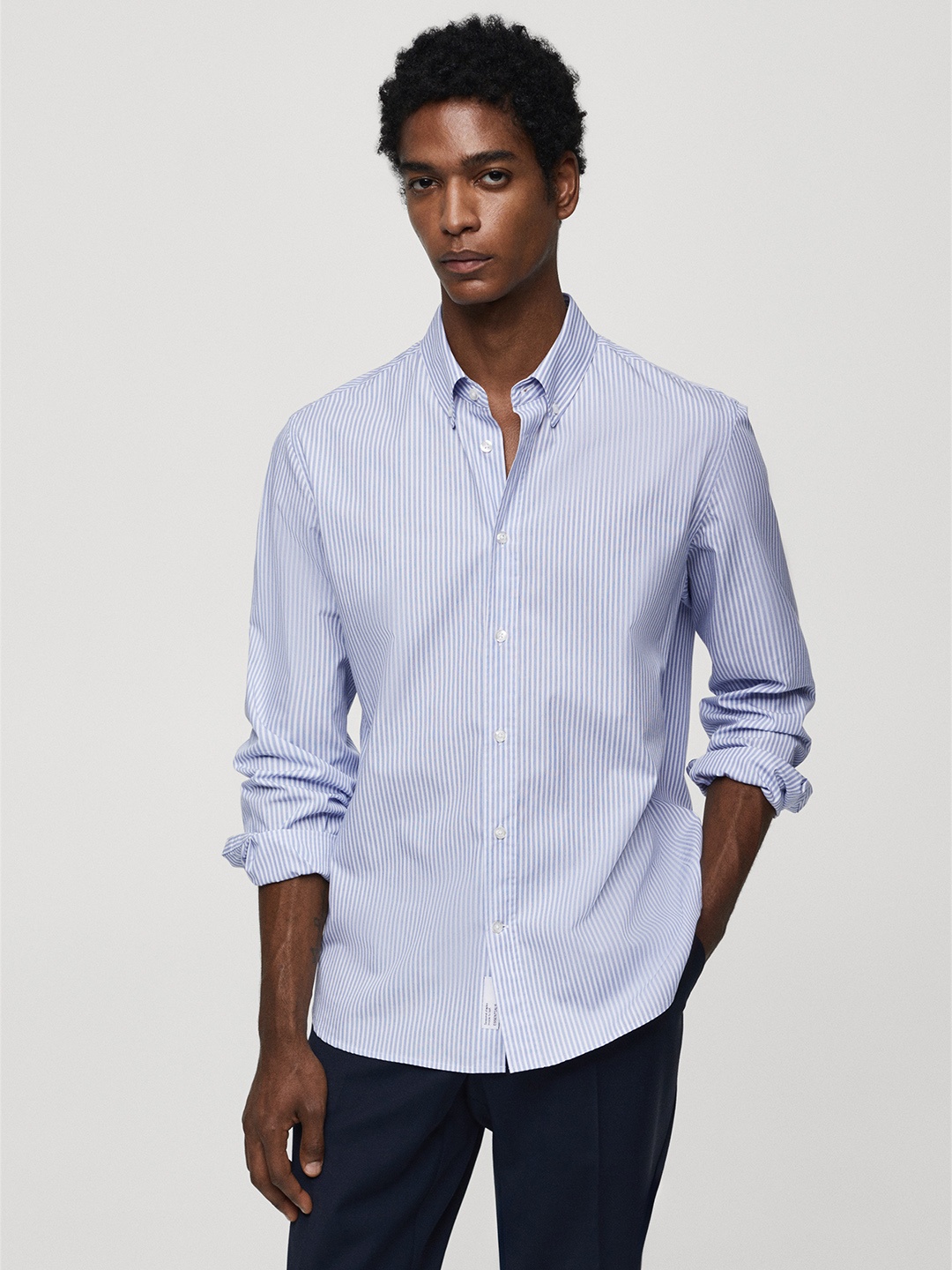 

MANGO MAN Men Opaque Casual Shirt, Blue