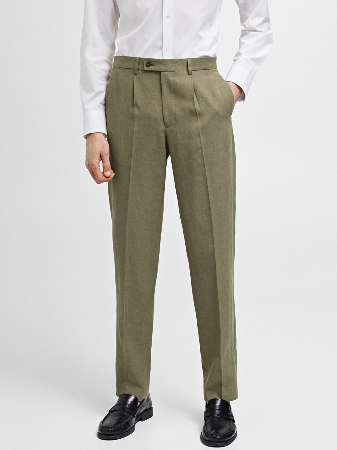 

MANGO MAN Formal Trousers, Olive