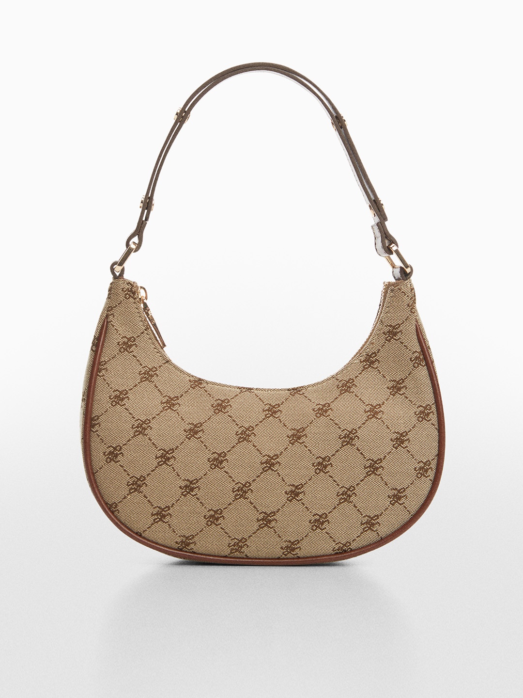 

MANGO Brand Logo Baguette Bag, Beige