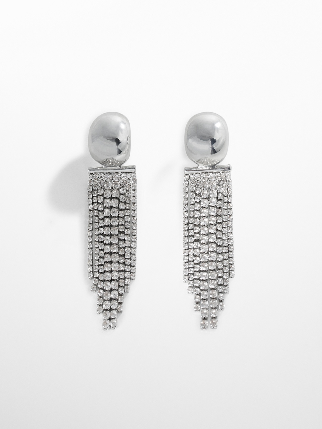 

MANGO Studded Contemporary Drop Earrings, Silver