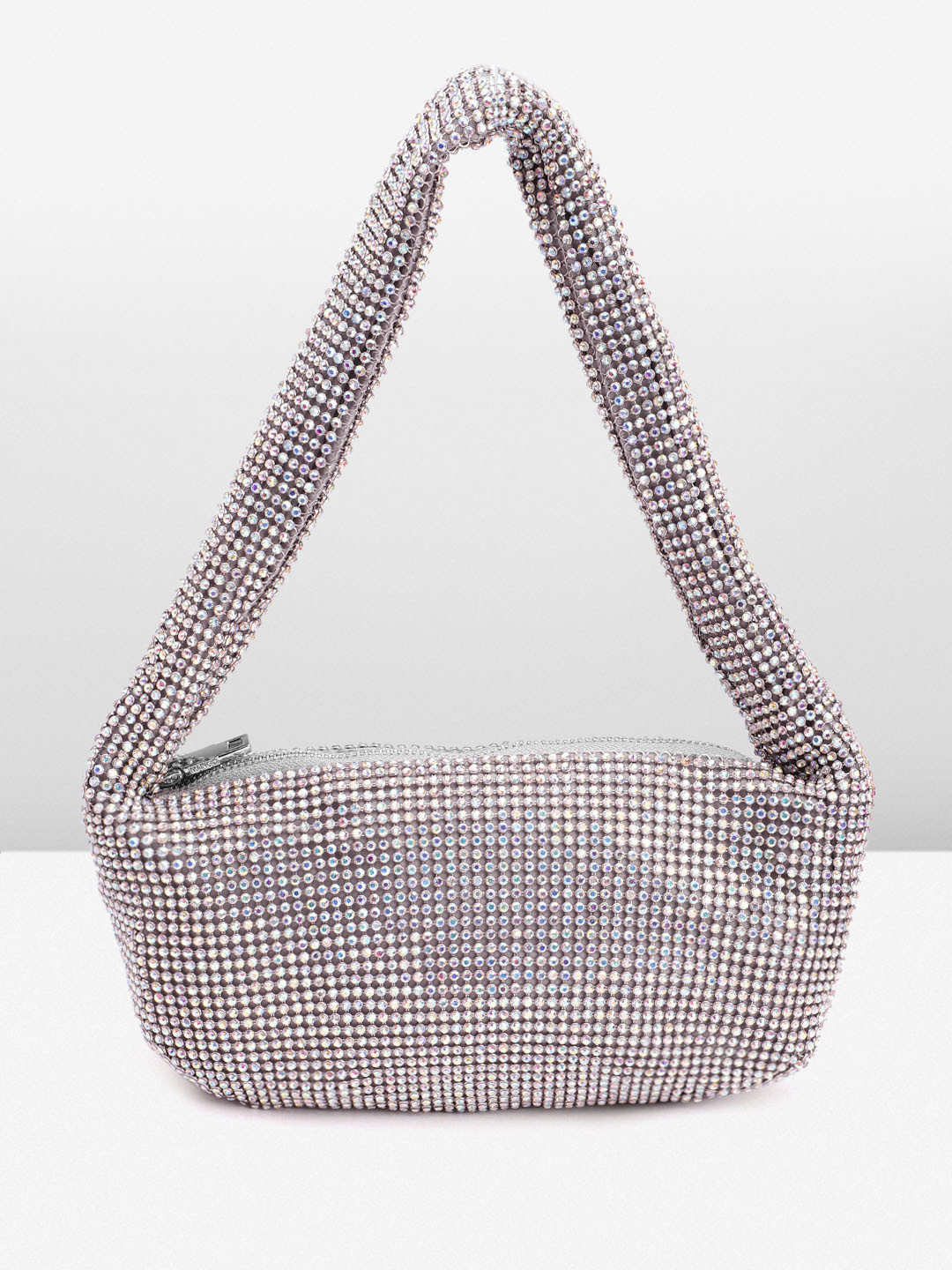 

MANGO Rhinestone Embellished Shoulder Bag, Silver